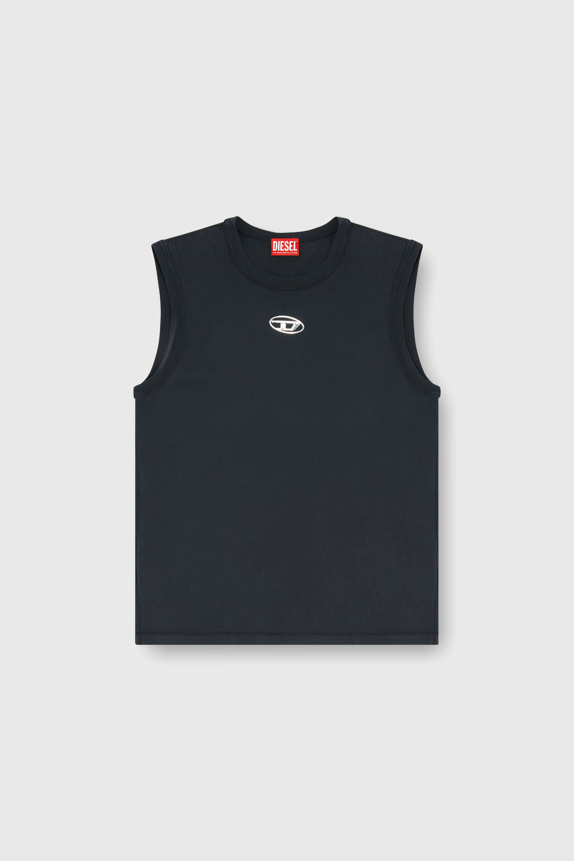 Diesel - T-BISCO-IOD, Man's Cotton tank top with metallic Oval D in Black - 2