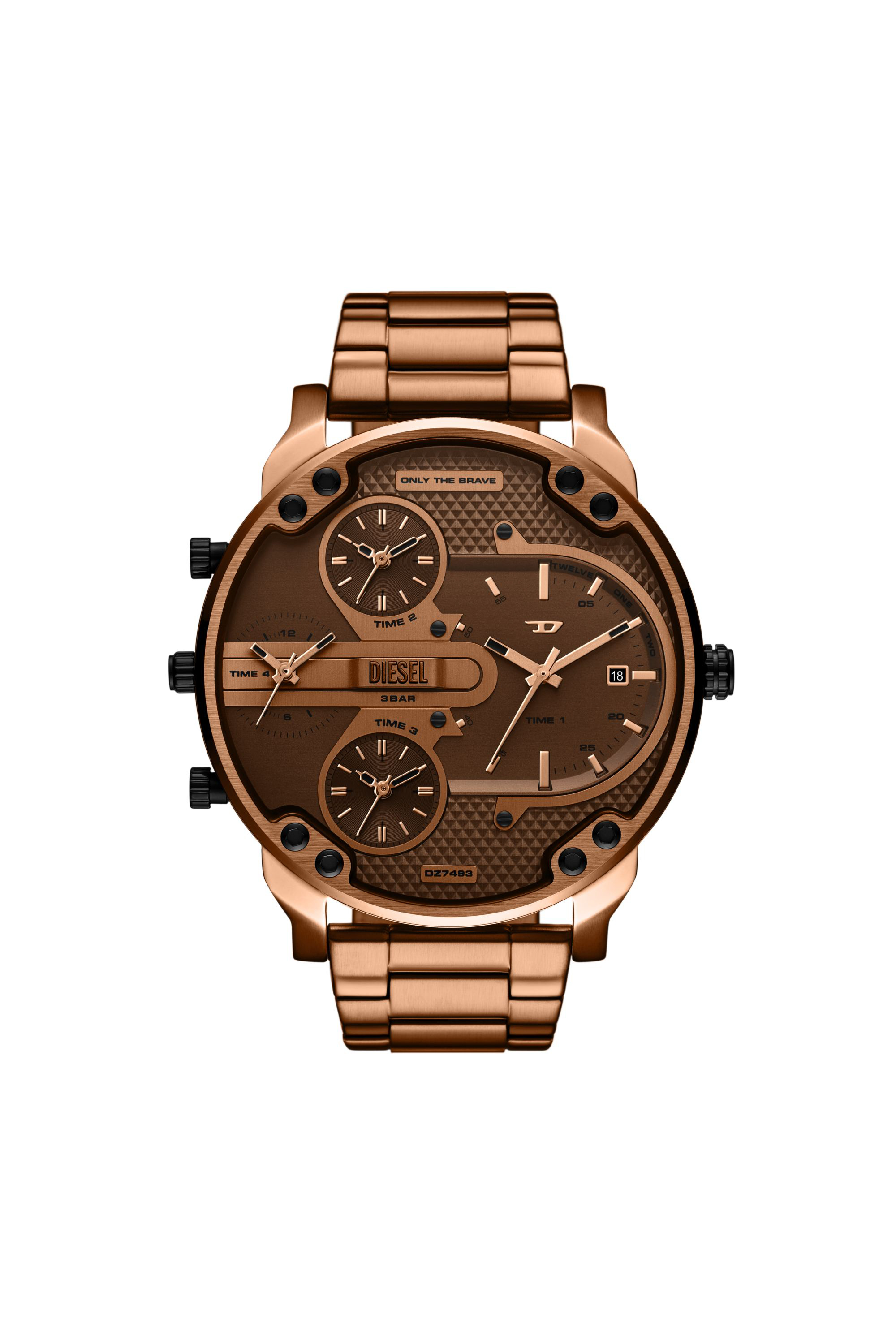 Diesel - DZ7493 WATCH, Man's Mr. Daddy slim brown Stainless steel watch in Bronze - 1