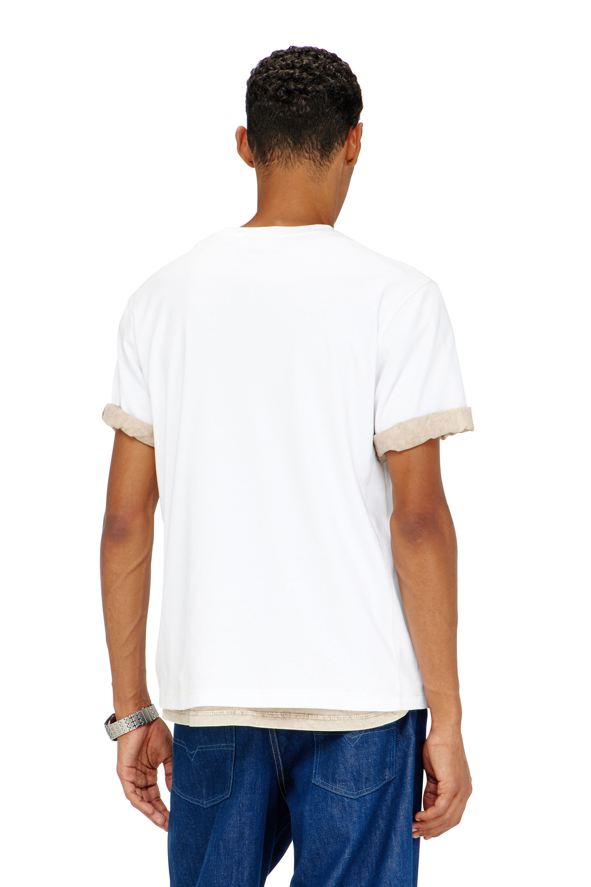Diesel - T-MADJUST-TR, T-shirt r&eacute;guli&egrave;re avec col rond et Oval D Homme in Blanc - 4