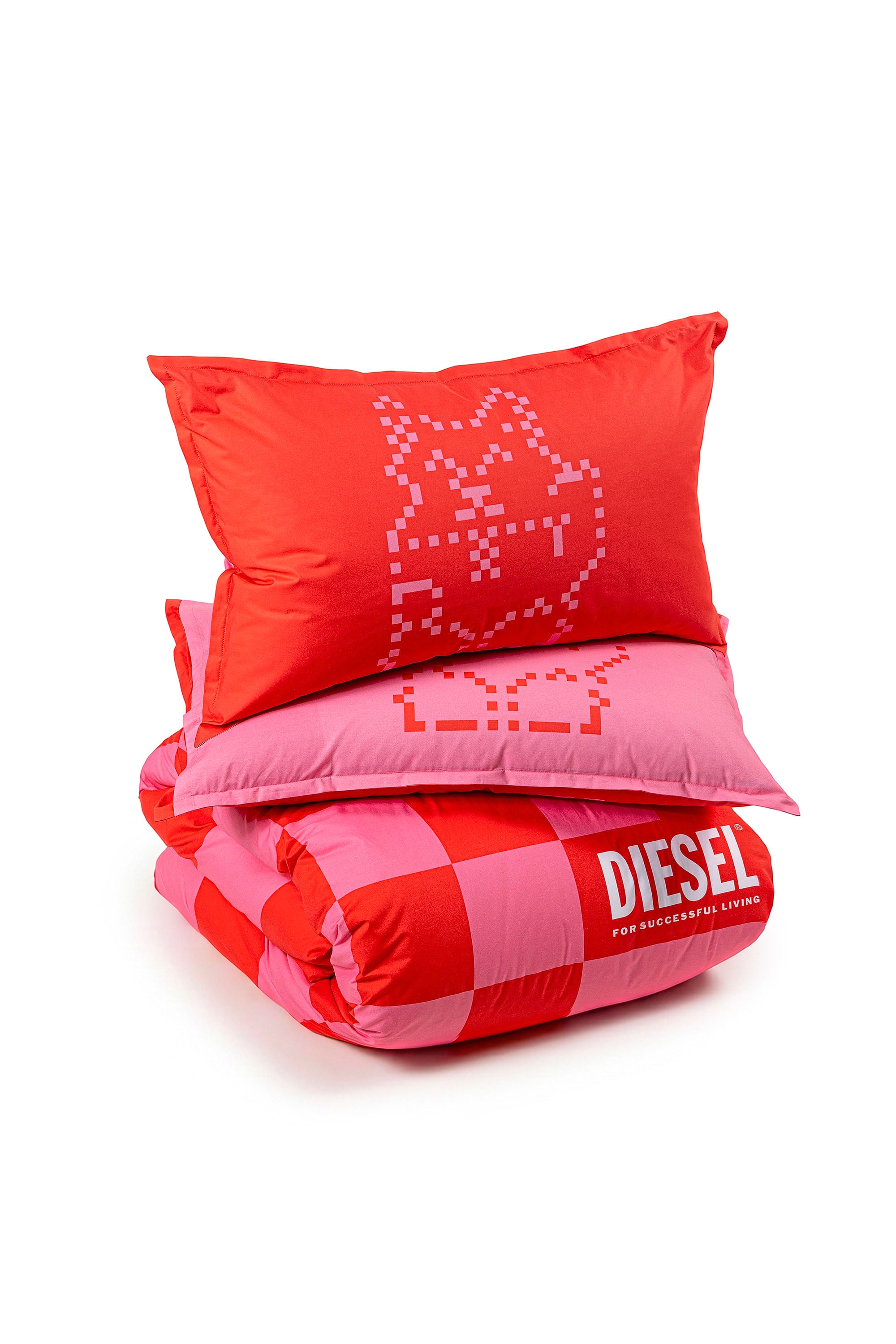 Diesel - 1018118  PIXEL DUCKS PINK/RED PERCALE DU, Parure de lit en percale pour lit queen size Mixte in Rouge - 2