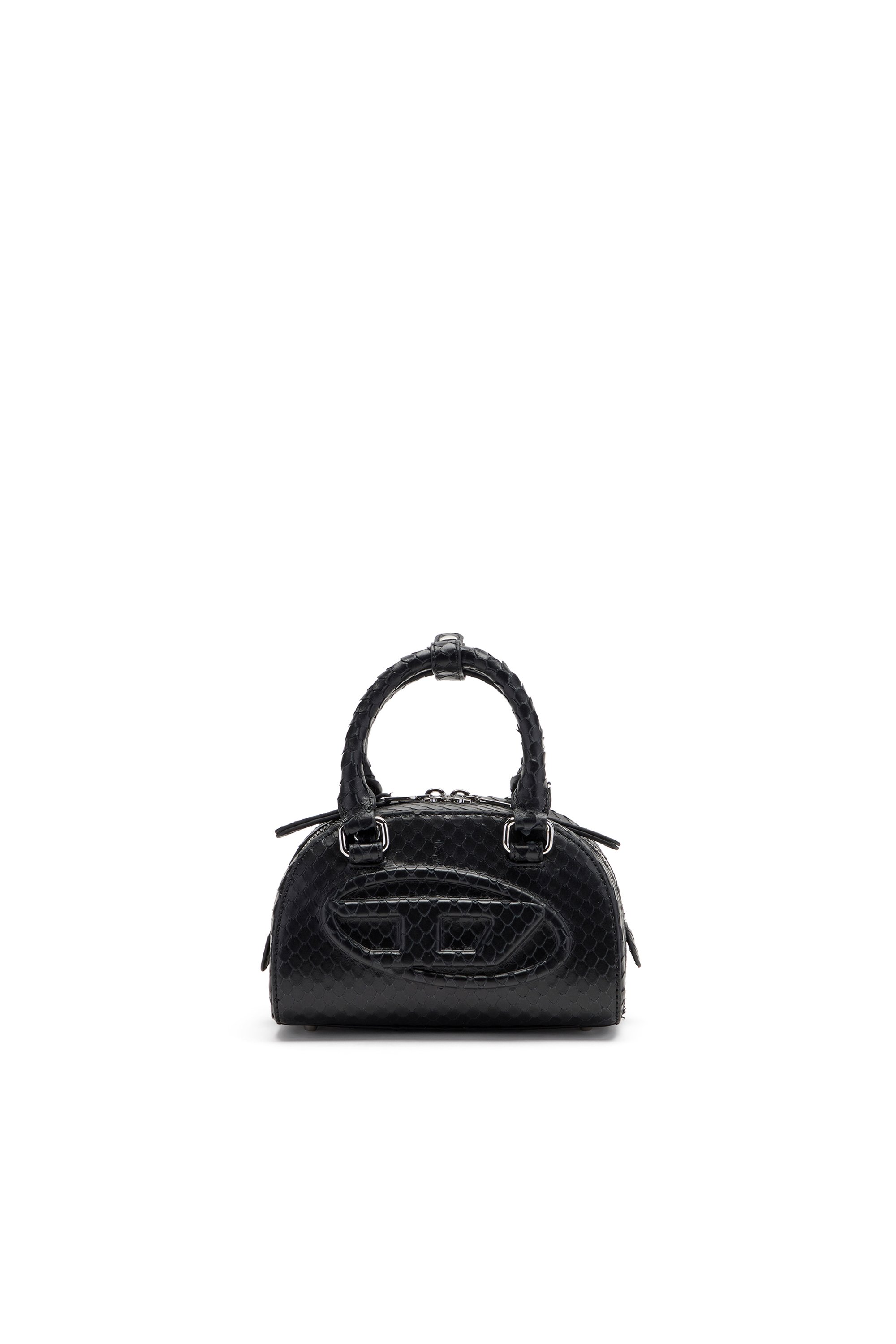 Diesel - 1DR DOME CROSSBODY, 1DR Dome-Sac bowling mini en cuir effet serpent Femme in Noir - 1