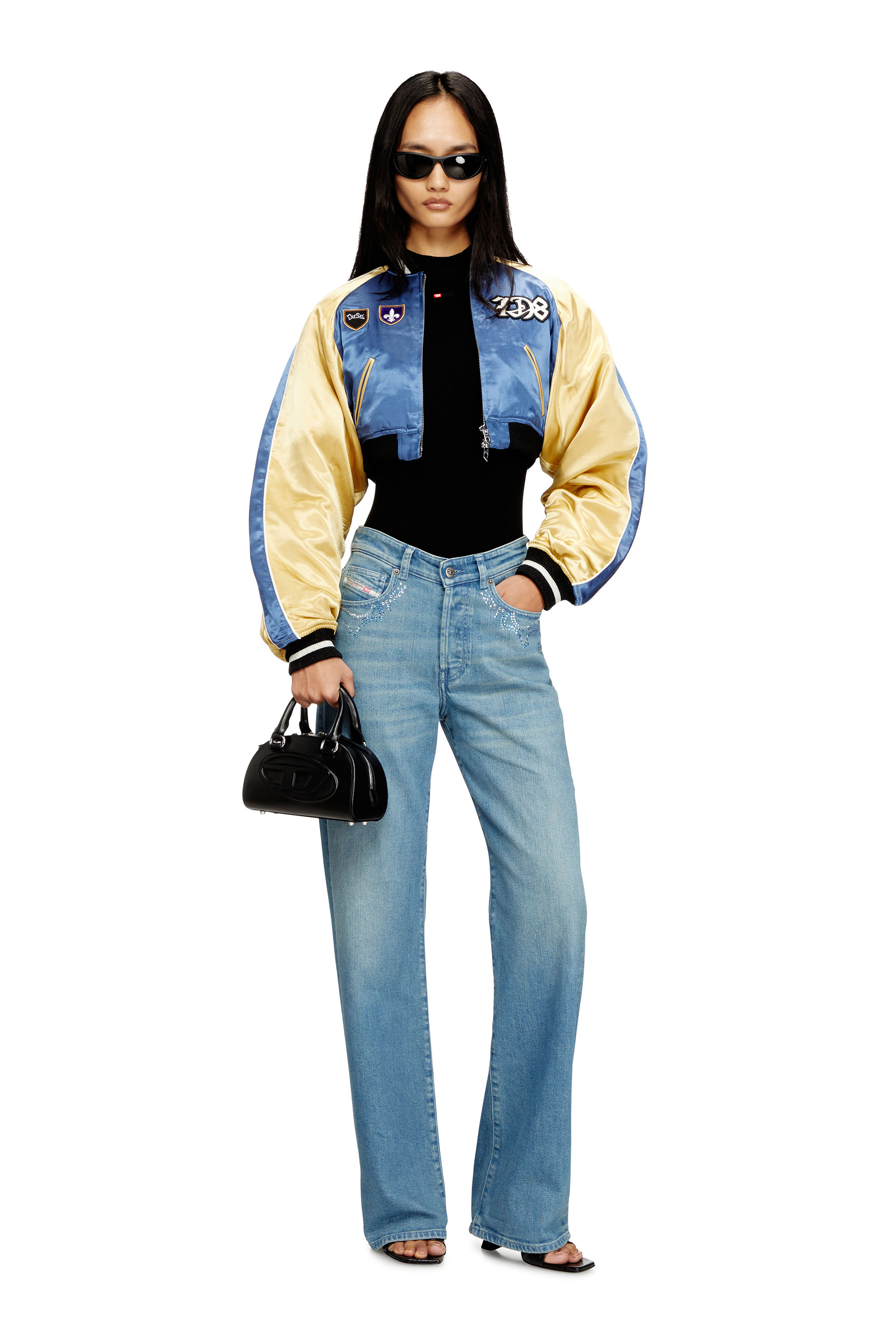 Diesel - G-OSPEL-CP, Veste souvenir courte en satin Femme in Polychrome - 2