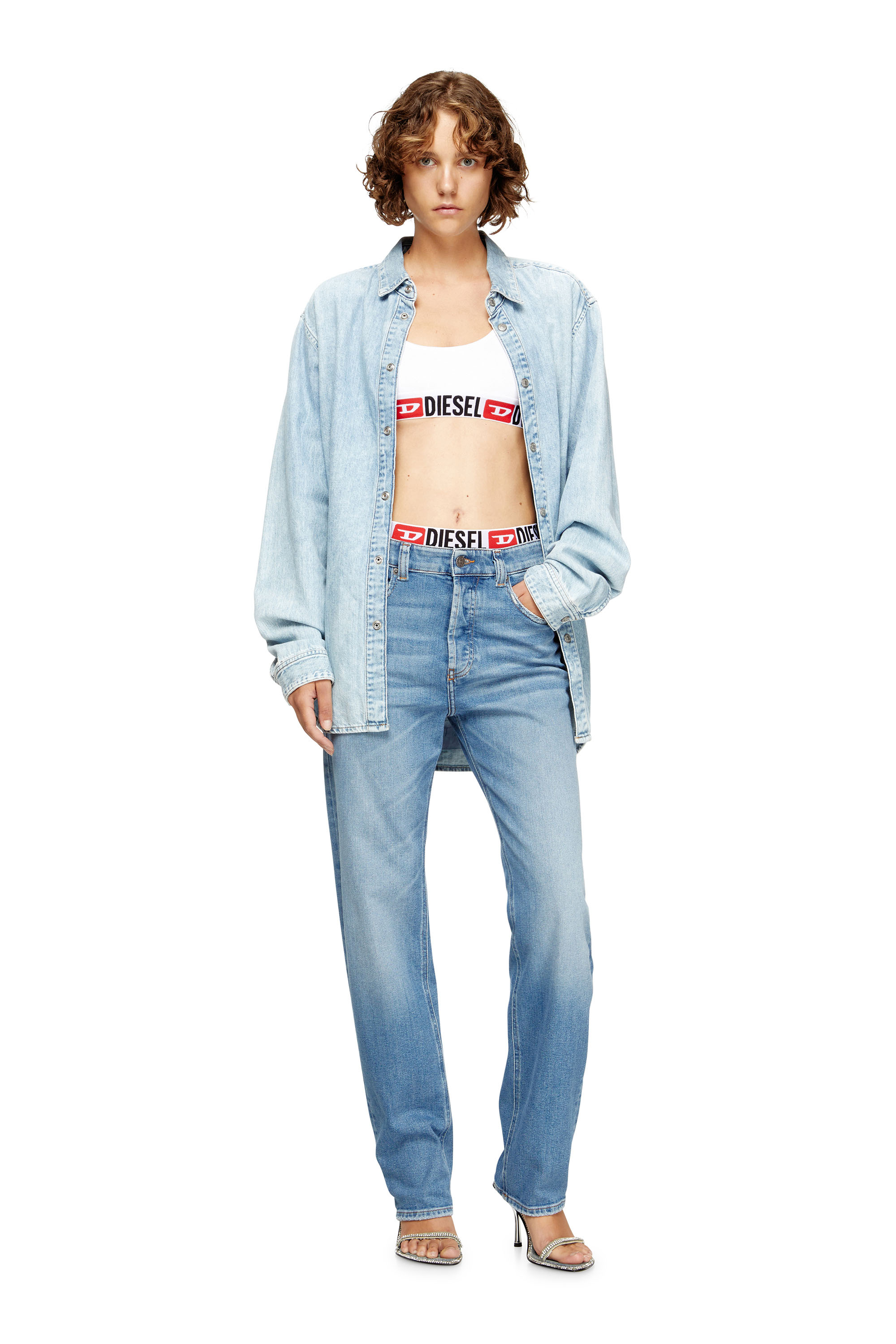 Diesel - UFSB-ORIBA, Woman's Bralette with logo band in White - 1