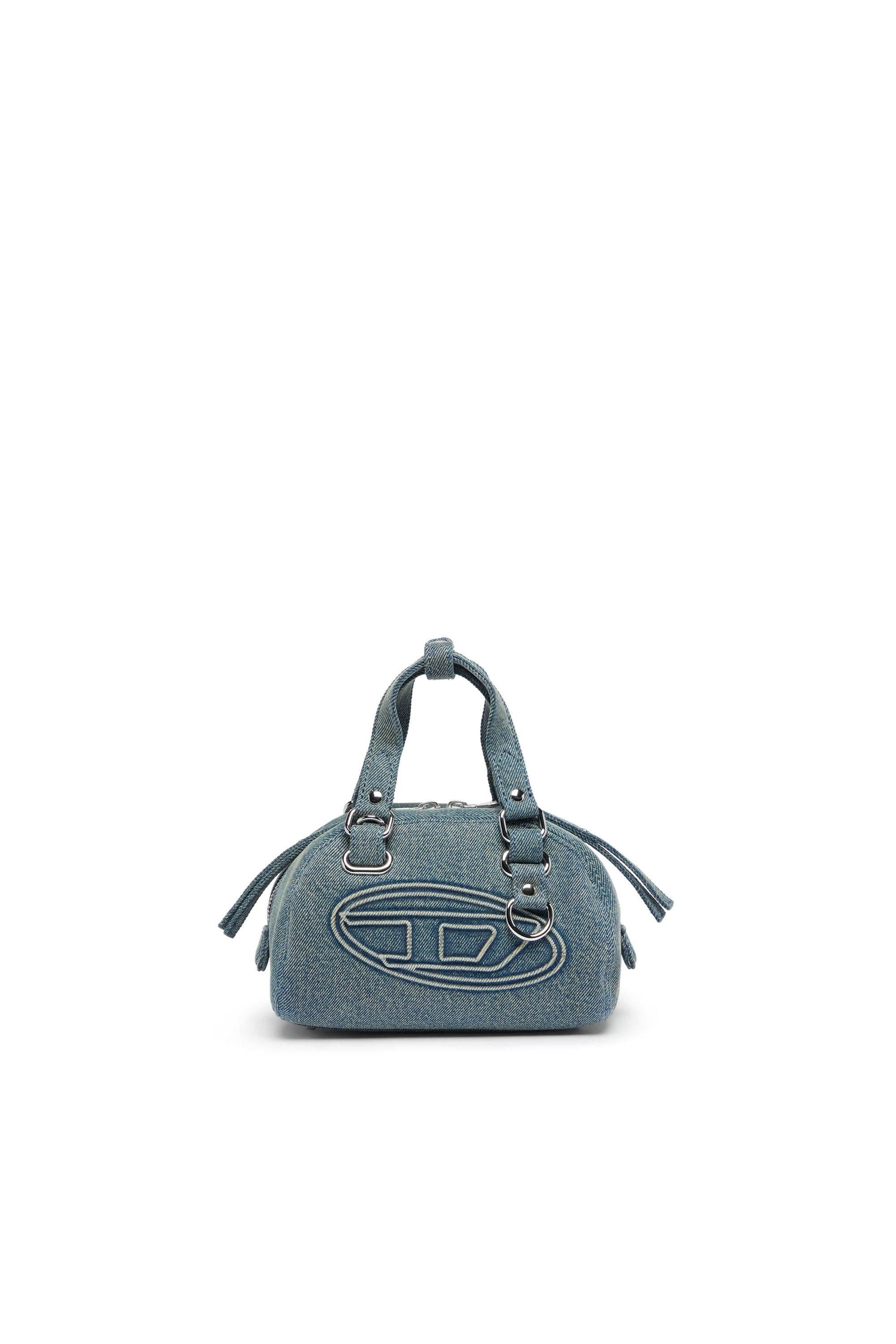 Diesel - 1DR DOME SOFT CROSSBODY, Unisex's 1DR Dome-Small bowling bag in denim with Oval D logo in Light Blue - 1