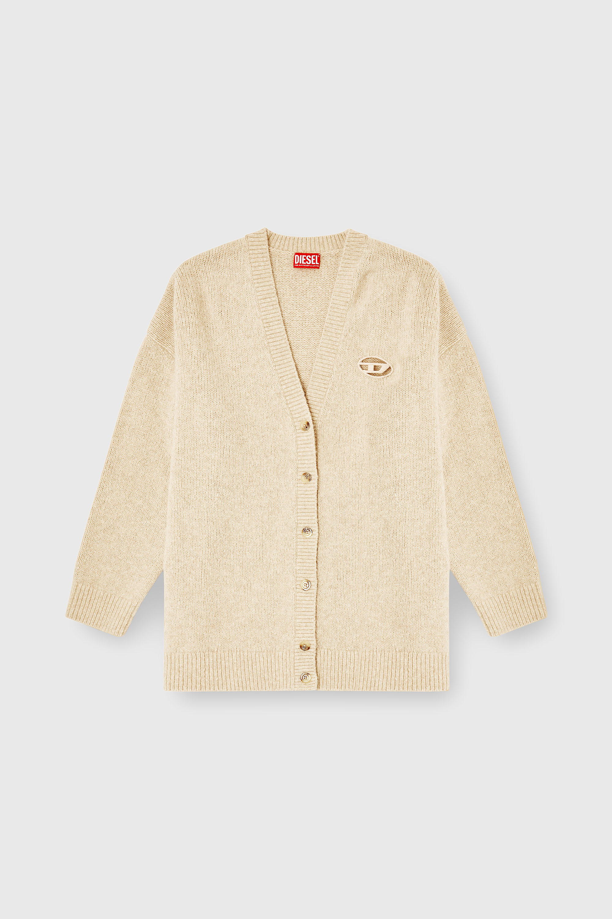 Diesel - M-AREELA, Cardigan en m&eacute;lange de laine et d'alpaga Femme in Beige - 2