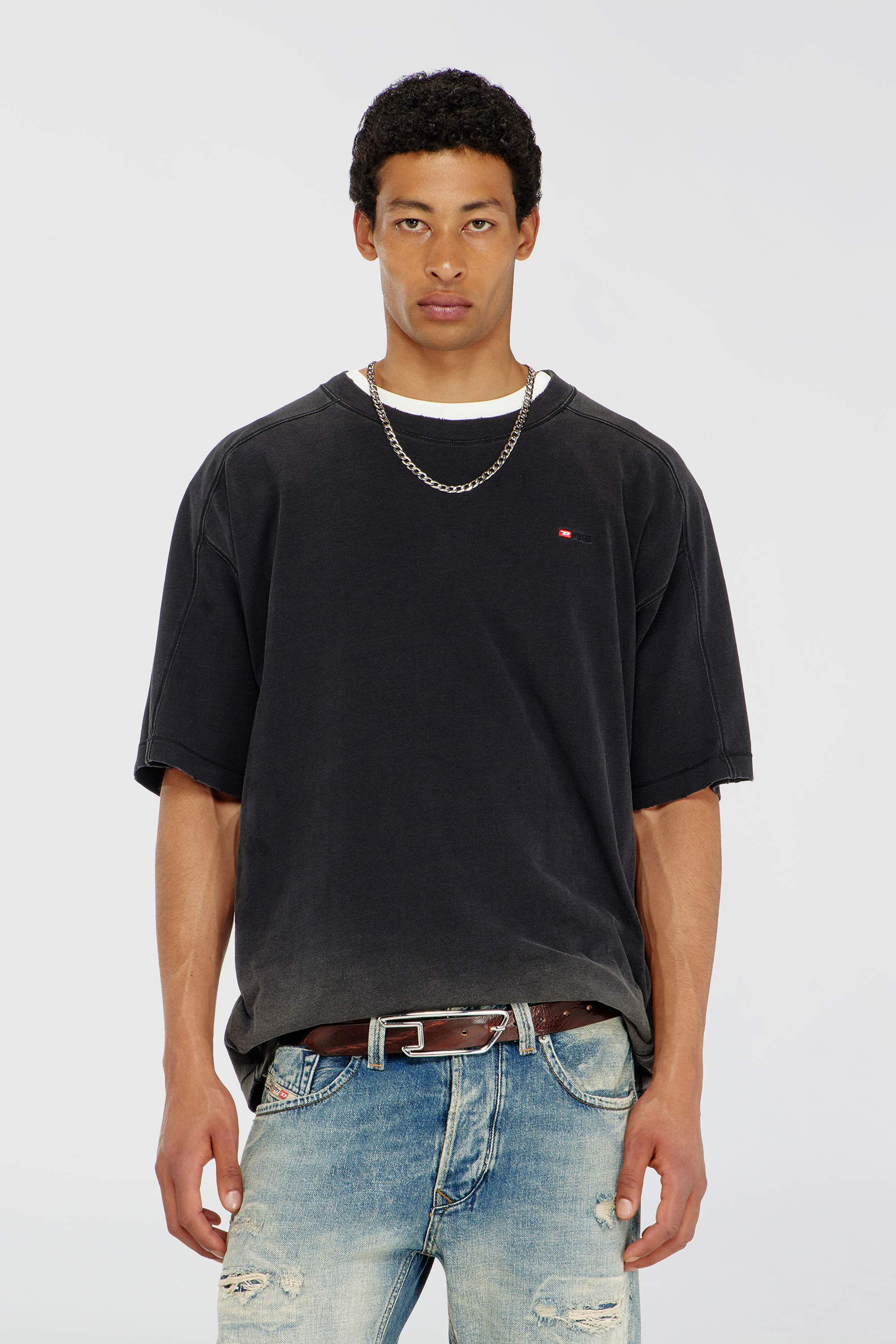 Diesel - T-CROX, Man's Cotton T-shirt with degrad&eacute; effect in Black - 1