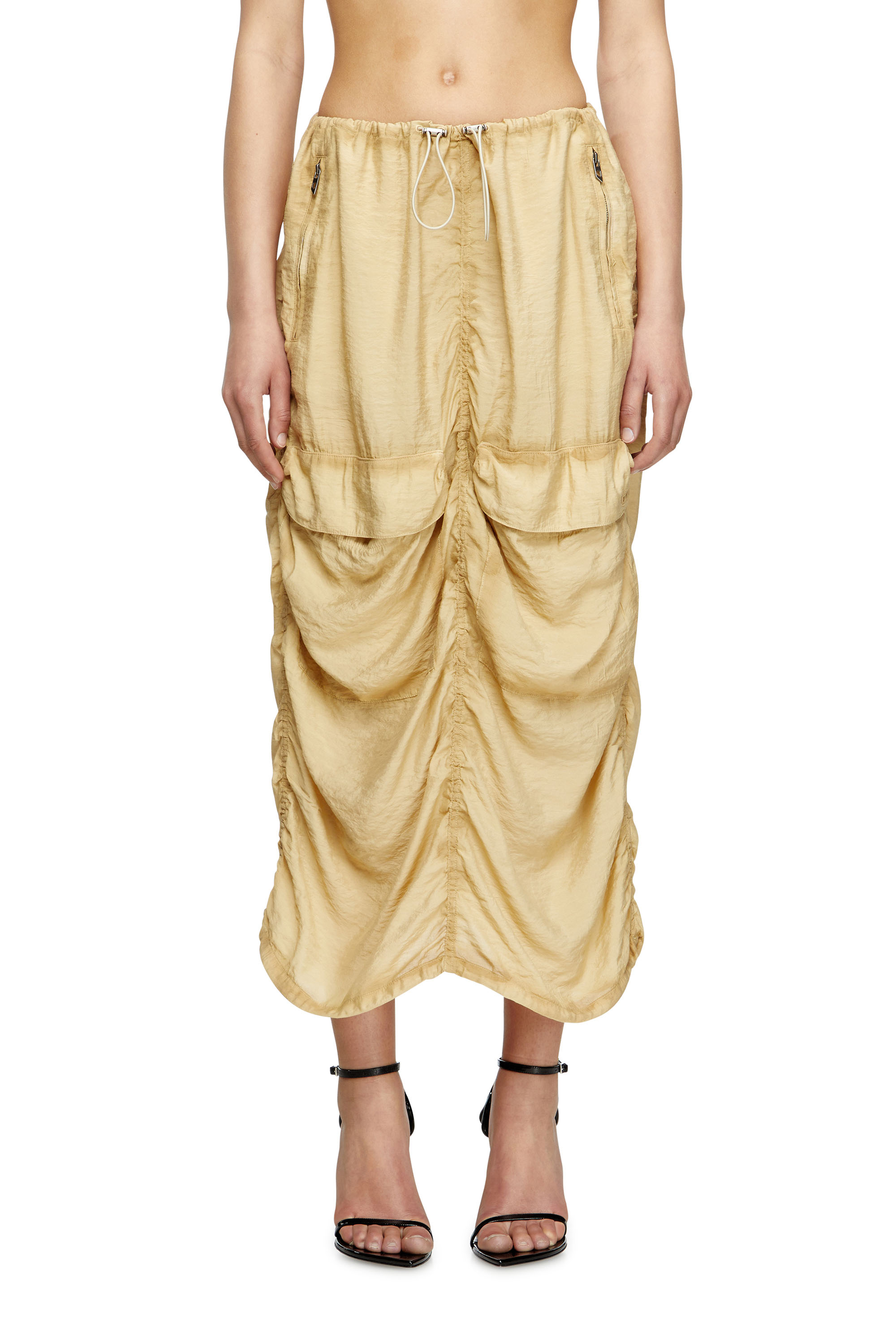 O-RACLE, Beige Diesel - O-RACLE, Jupe cargo mi-longue en viscose et nylon traités Femme in Beige - 3