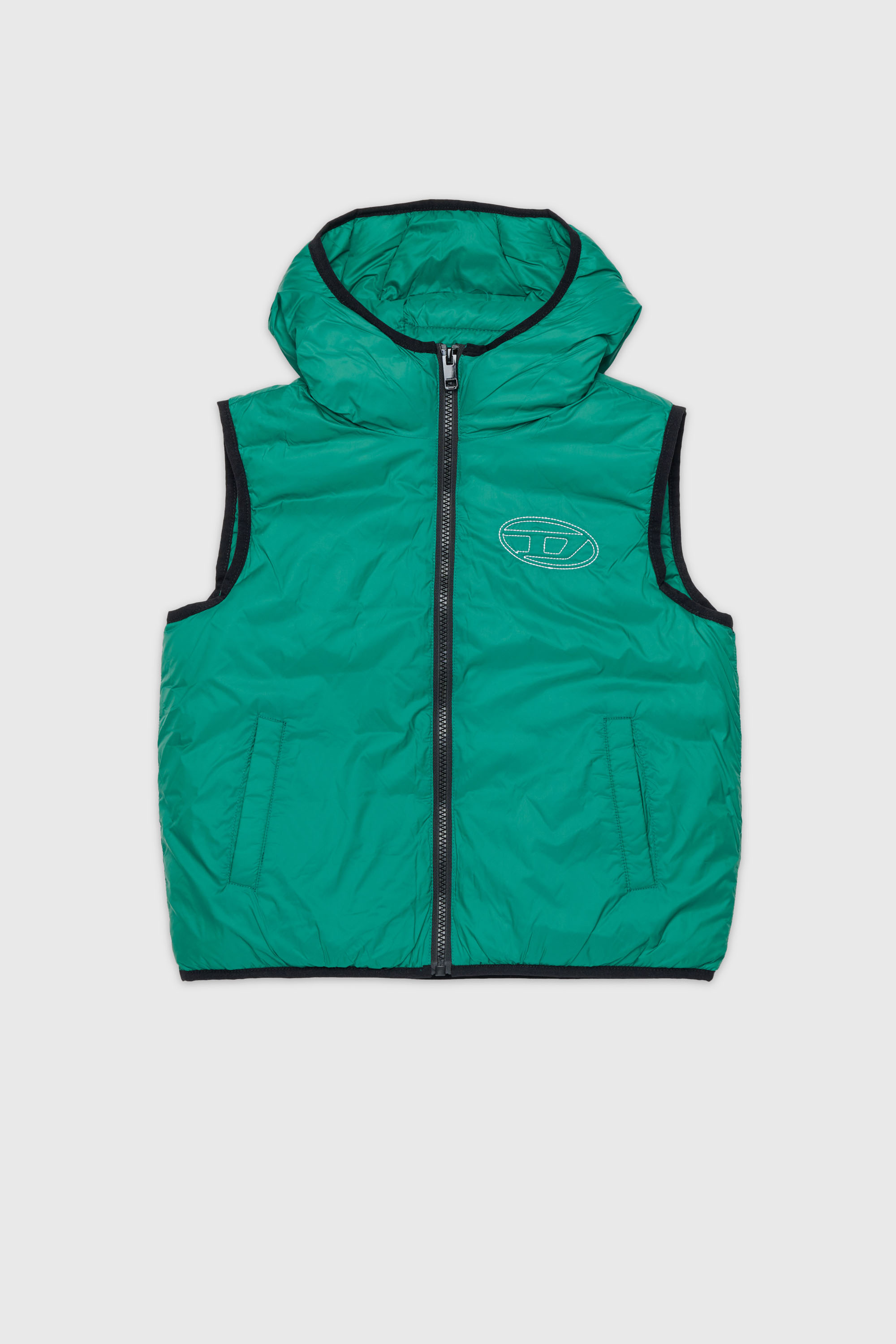 Diesel - JOSIP, Gilet &agrave; capuche en nylon matelass&eacute; Mixte in Vert - 1