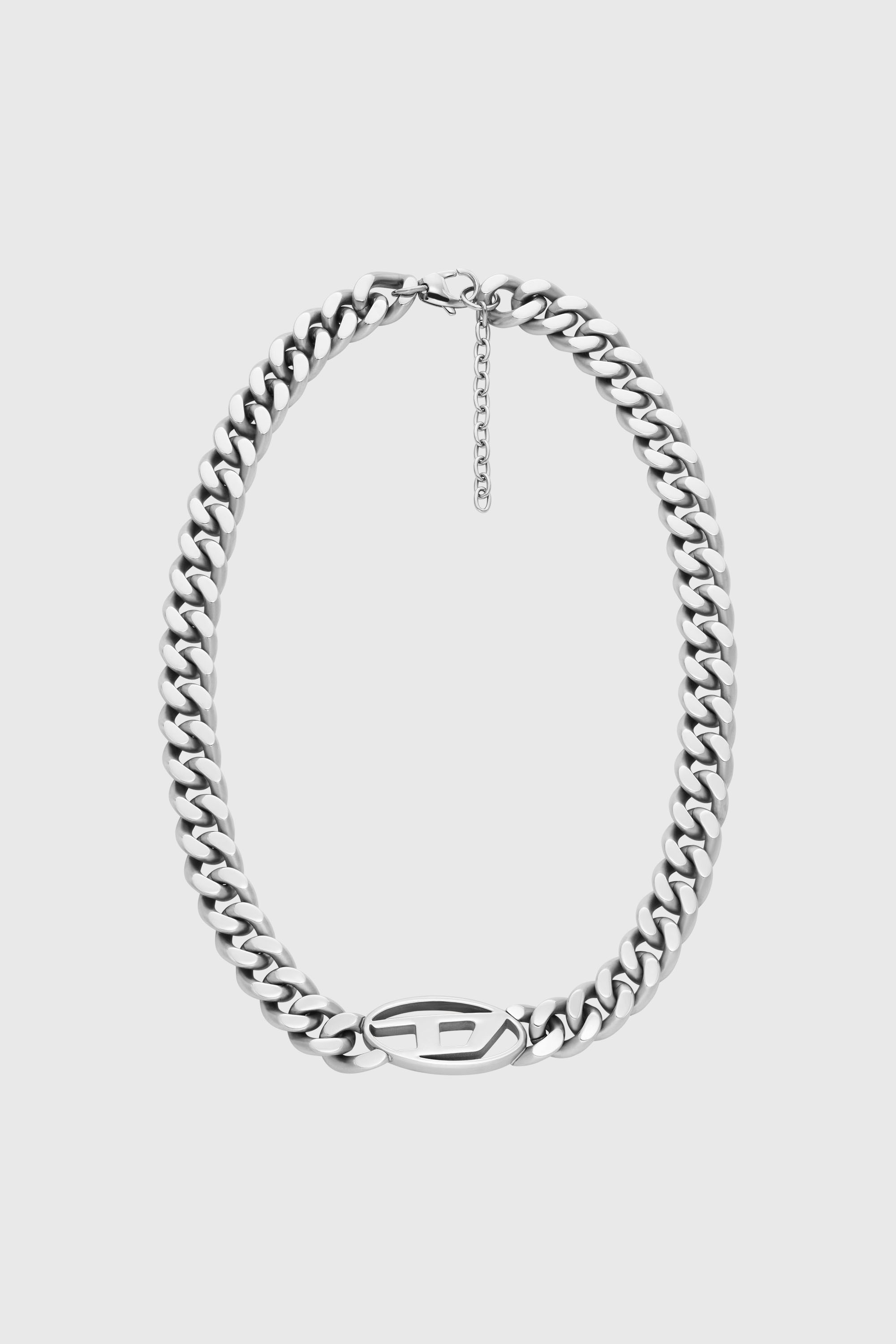 Diesel - DX1433, Man's Oval D Logo Choker Necklace in Silver - 1