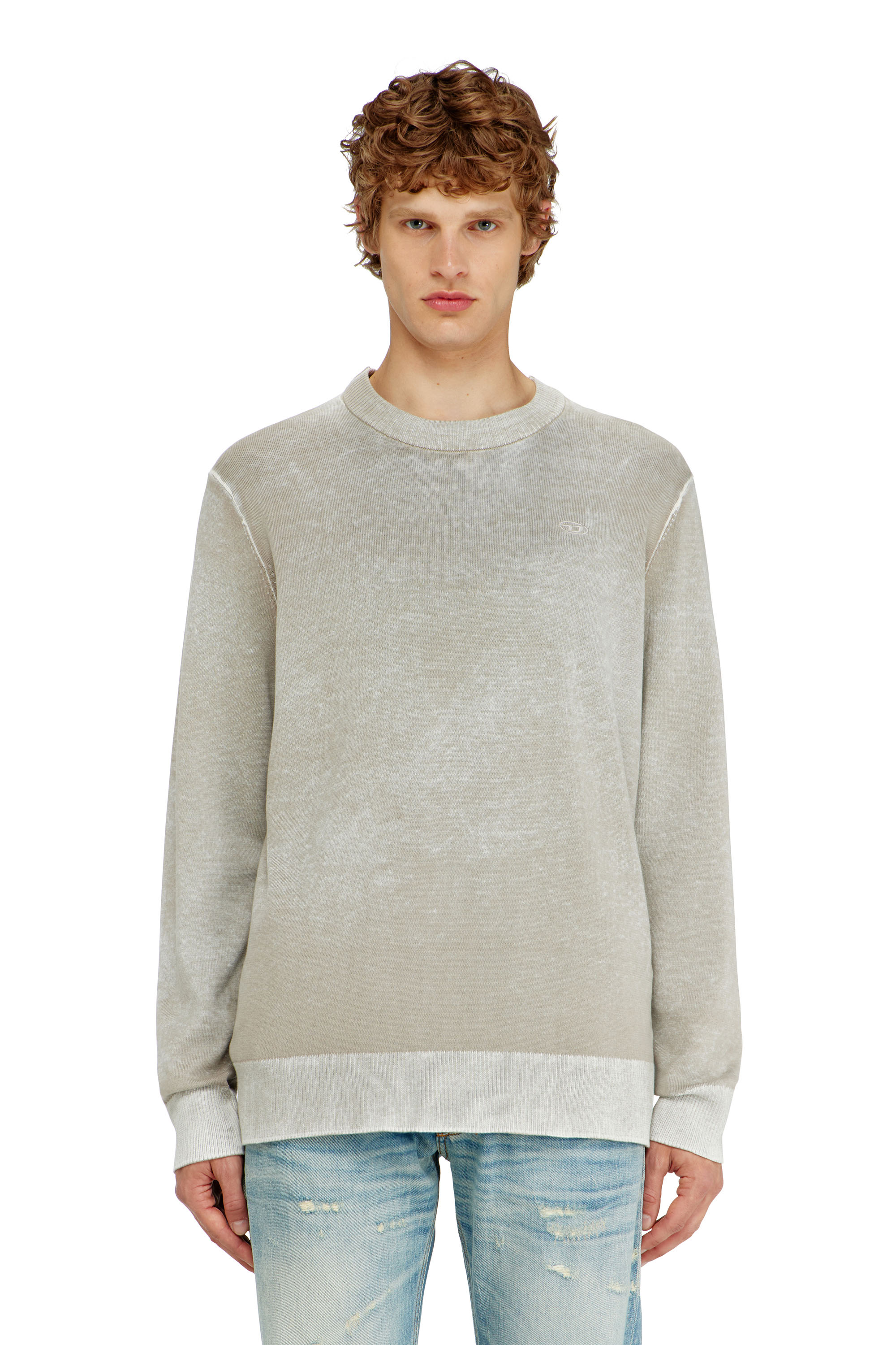 Diesel - K-LAURENT, Pull avec impression invers&eacute;e d&eacute;color&eacute;e Homme in Gris - 1