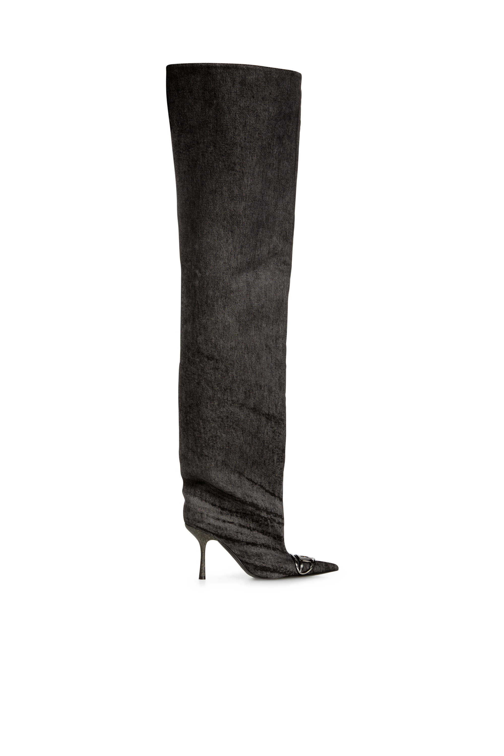 Diesel - D-VENUS 90 OTK BOOT, Woman's D-Venus-Over-the-knee boots in coated denim in Black - 1
