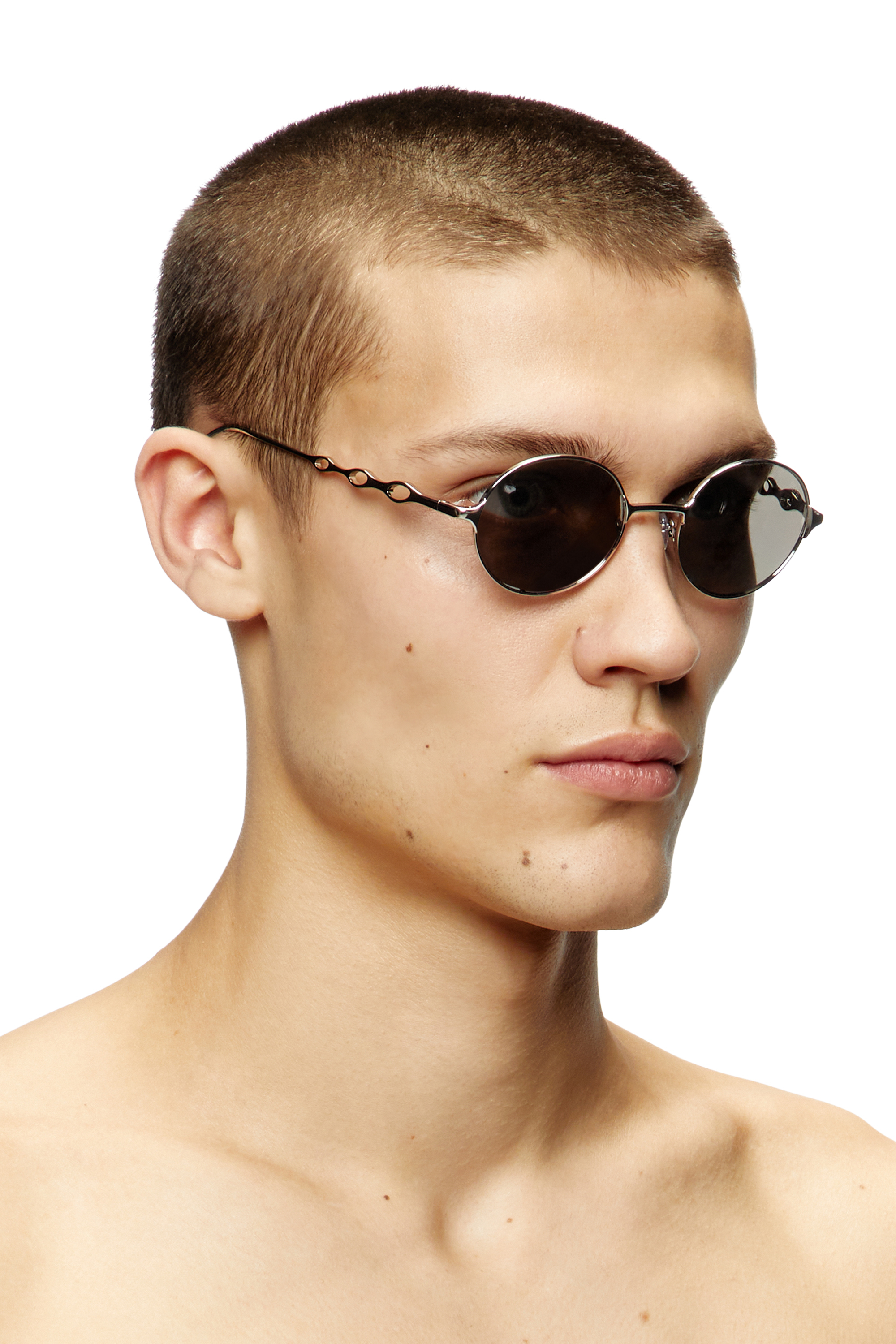 Diesel - 0DL1008, Lunettes de soleil rondes Mixte in Gris argenté - 4