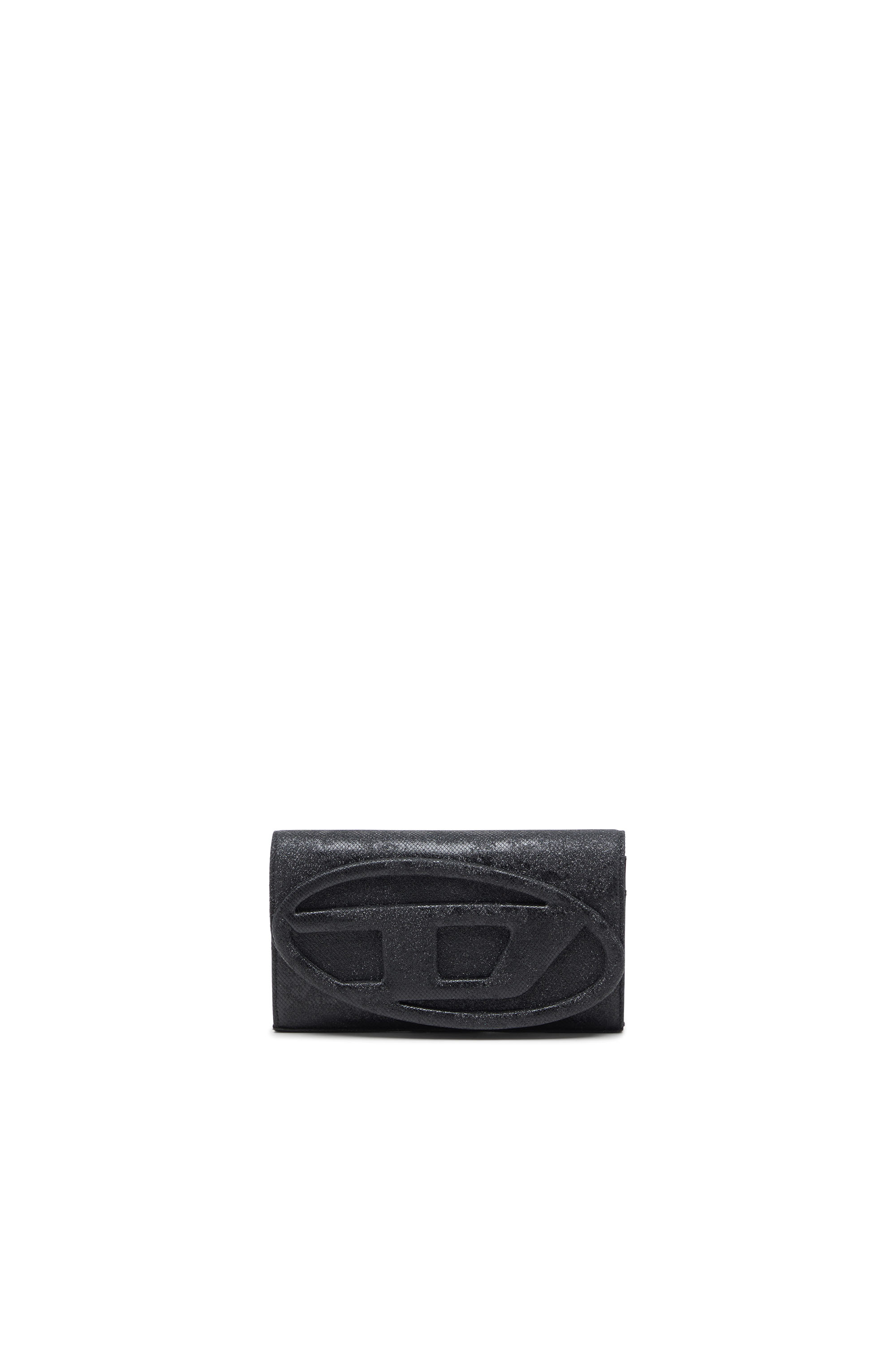 Diesel - 1DR WALLET STRAP, Porte-monnaie en Lurex camouflage à paillettes Femme in Noir - 1