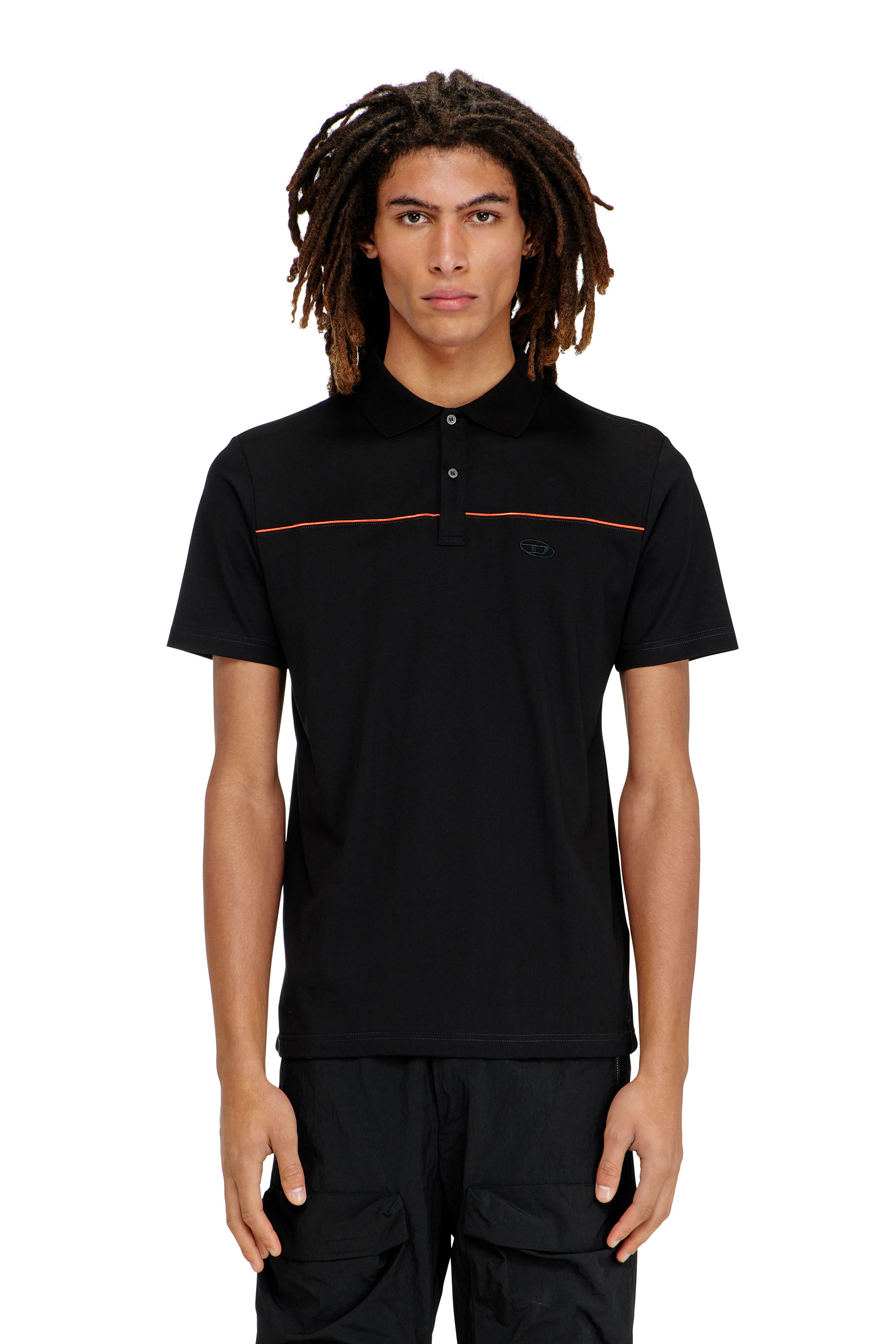 Diesel - T-REJUST-PIPING, Polo avec passepoil contrastant Homme in Noir - 1