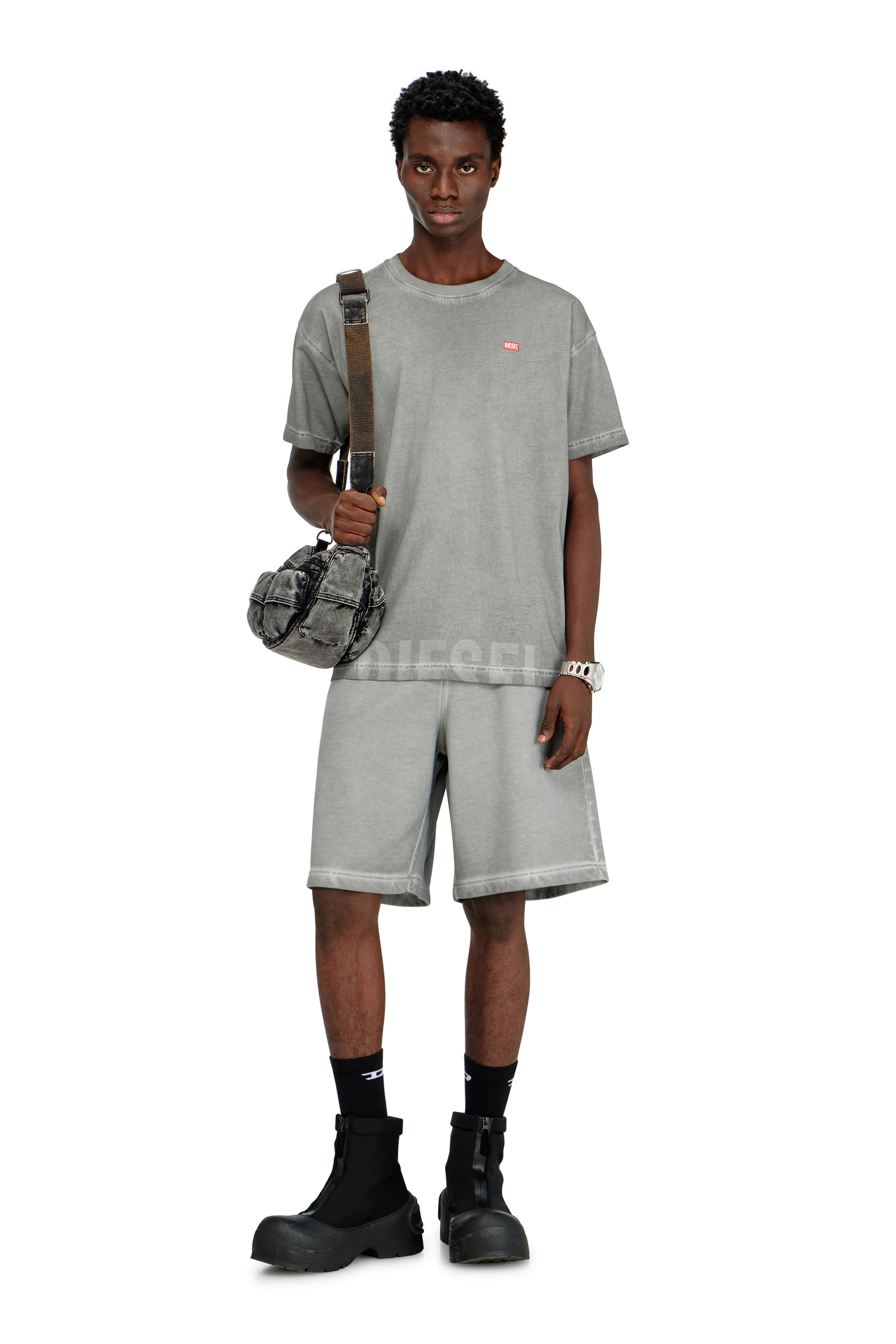 Diesel - T-NORM-T7, T-shirt en coton &agrave; col rond avec imprim&eacute; Homme in Gris - 2