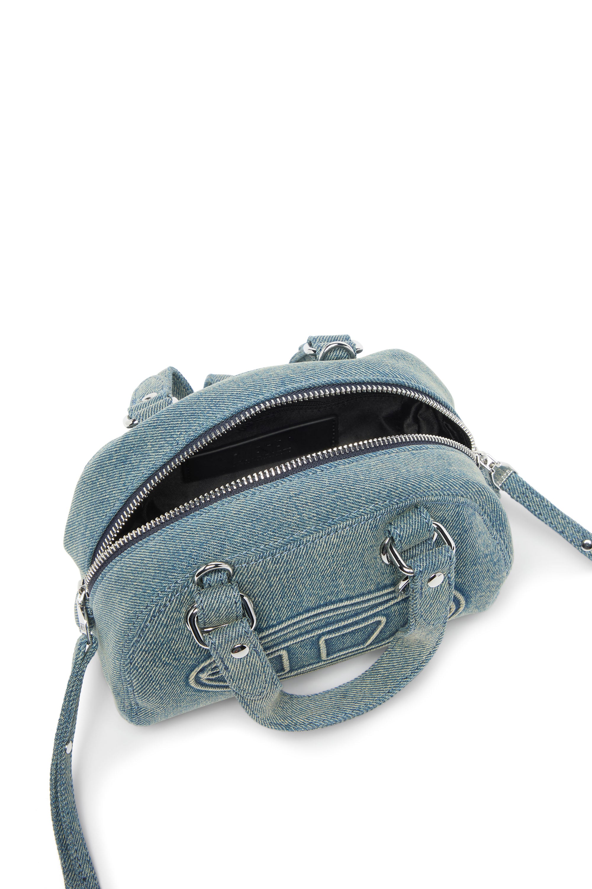 Diesel - 1DR DOME SOFT CROSSBODY, Unisex's 1DR Dome-Small bowling bag in denim with Oval D logo in Light Blue - 3