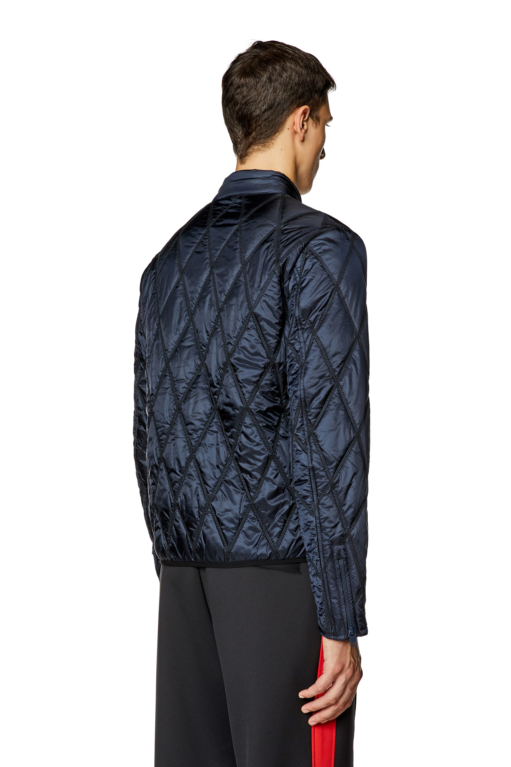 Diesel - J-NIEL, Man's Mock-neck jacket in quilted nylon in Blue - 4