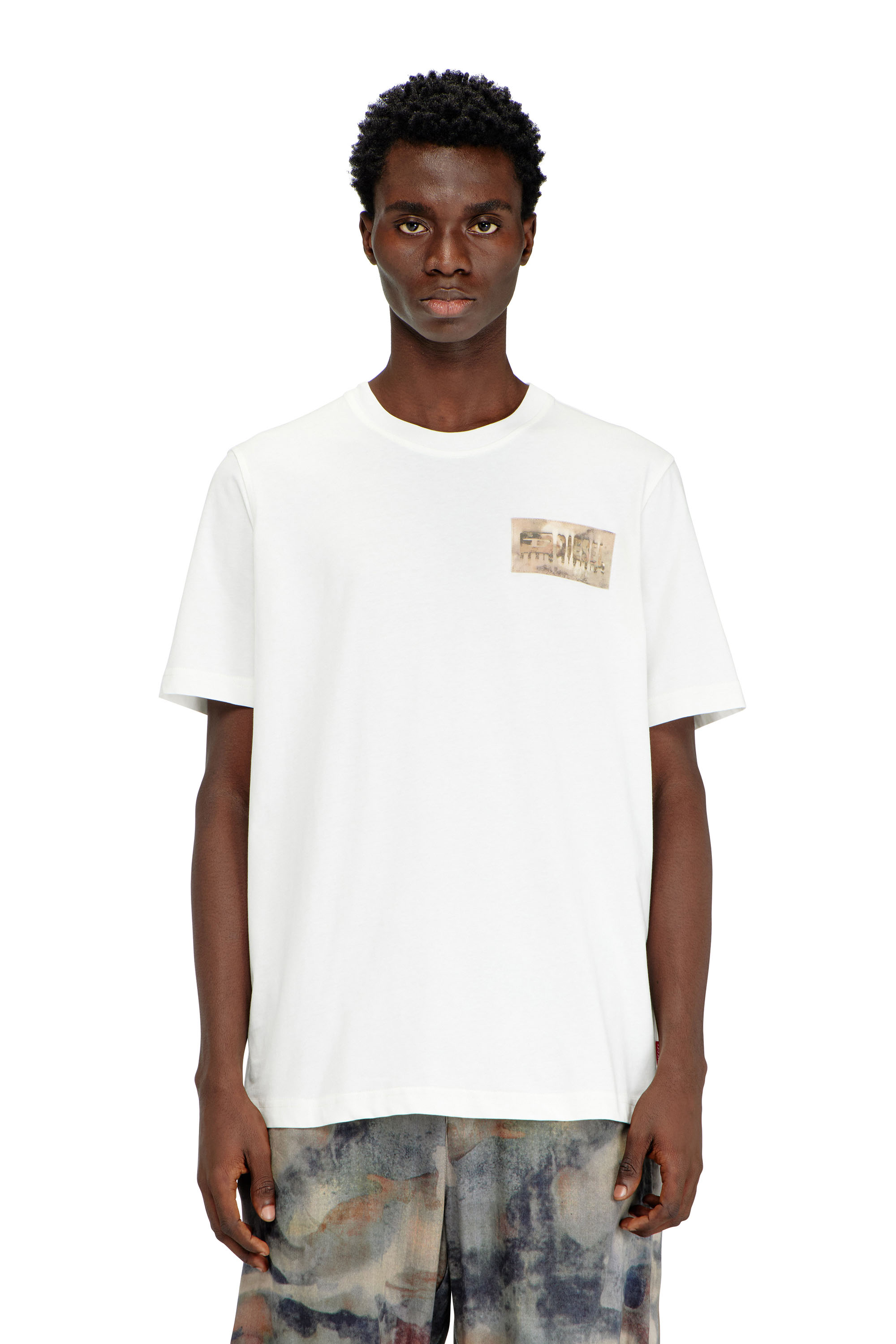 Diesel - T-ADJUST-V4, T-shirt avec empi&egrave;cement camouflage Homme in Blanc - 3