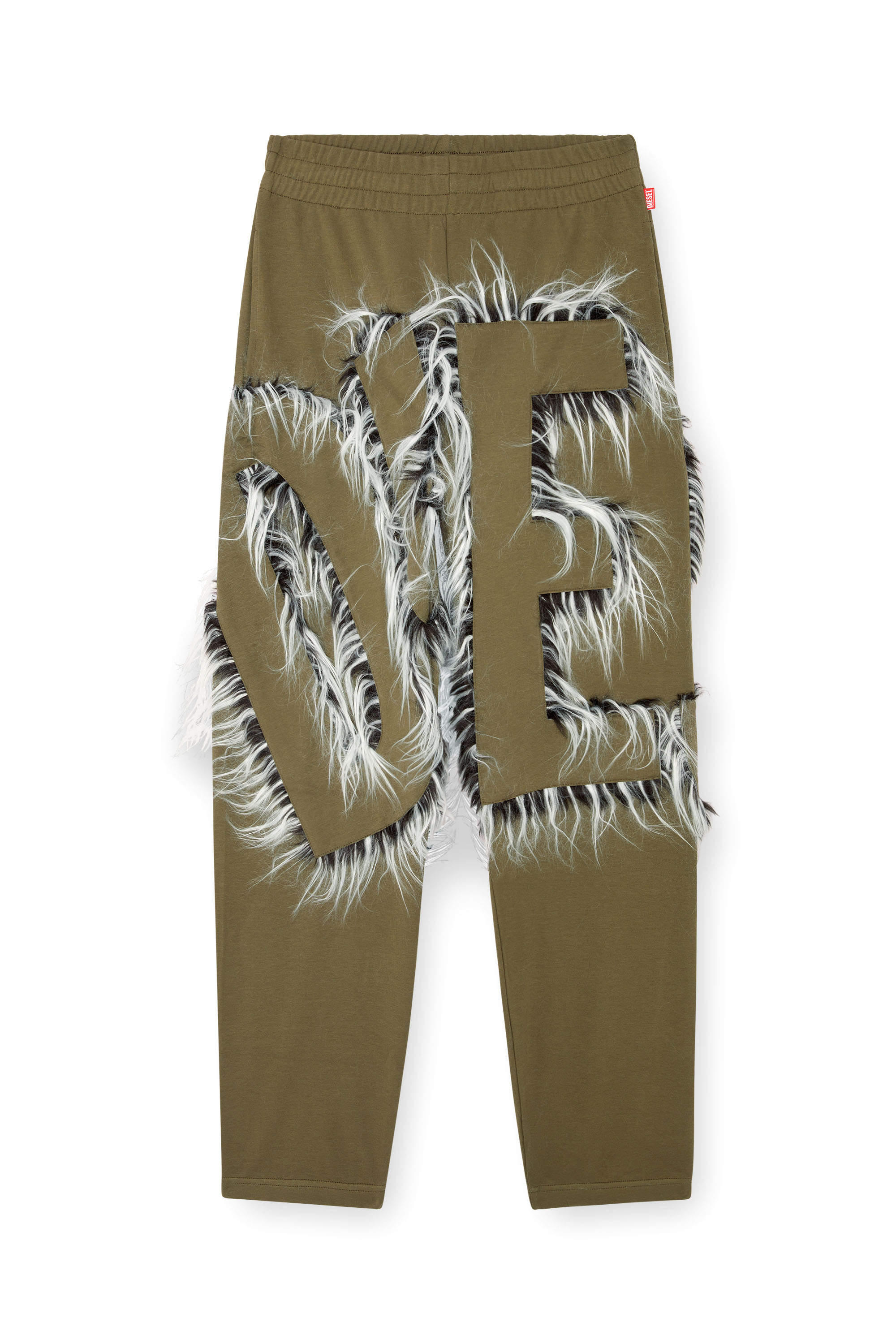 Diesel - P-BIMY-FUR, Pantalon de survêtement avec logo à bordure poilue Homme in Vert - 6