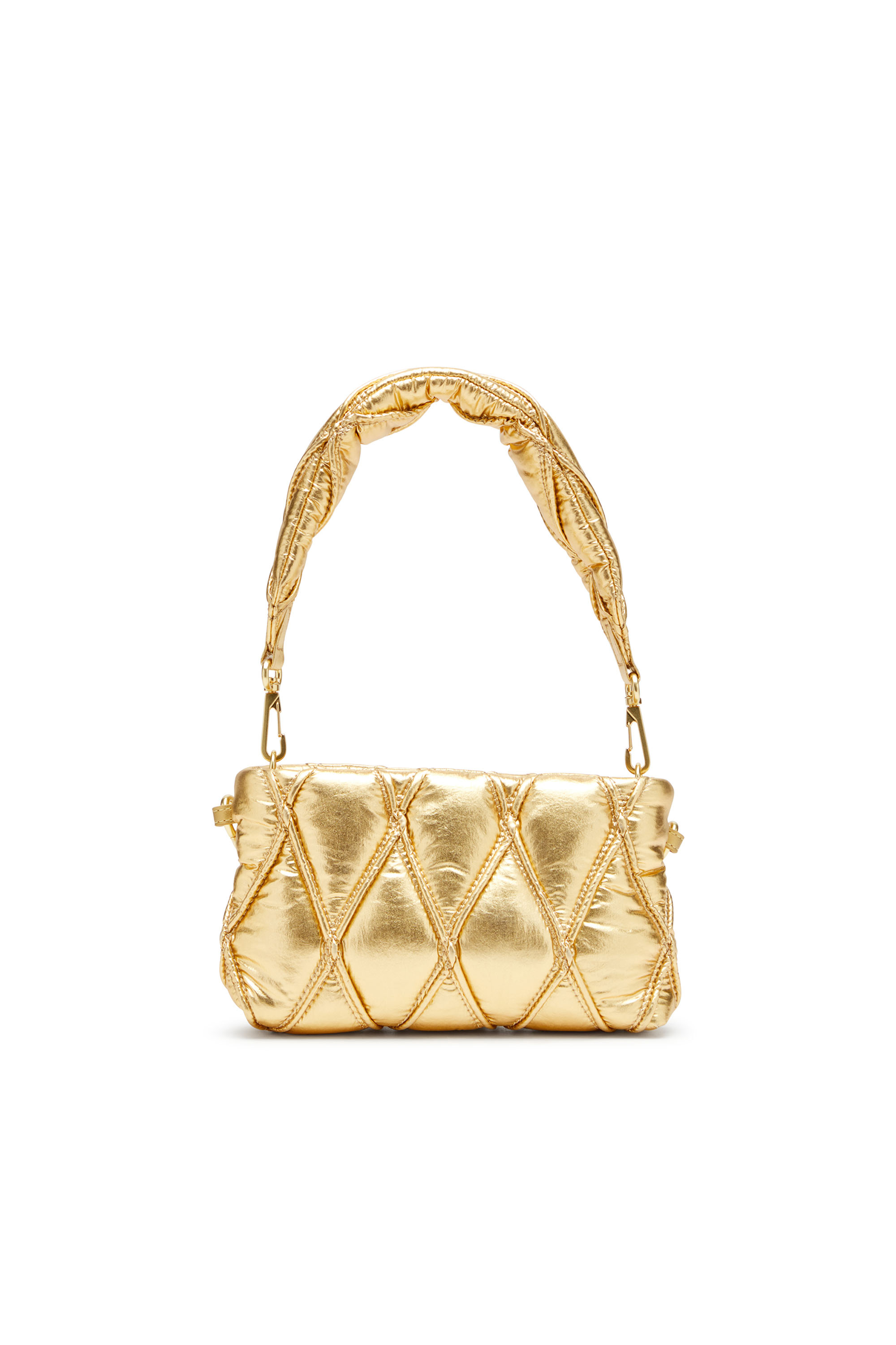 Diesel - CHARM-D POUCH, Porte-monnaie en nylon métallisé matelassé Femme in Doré - 2