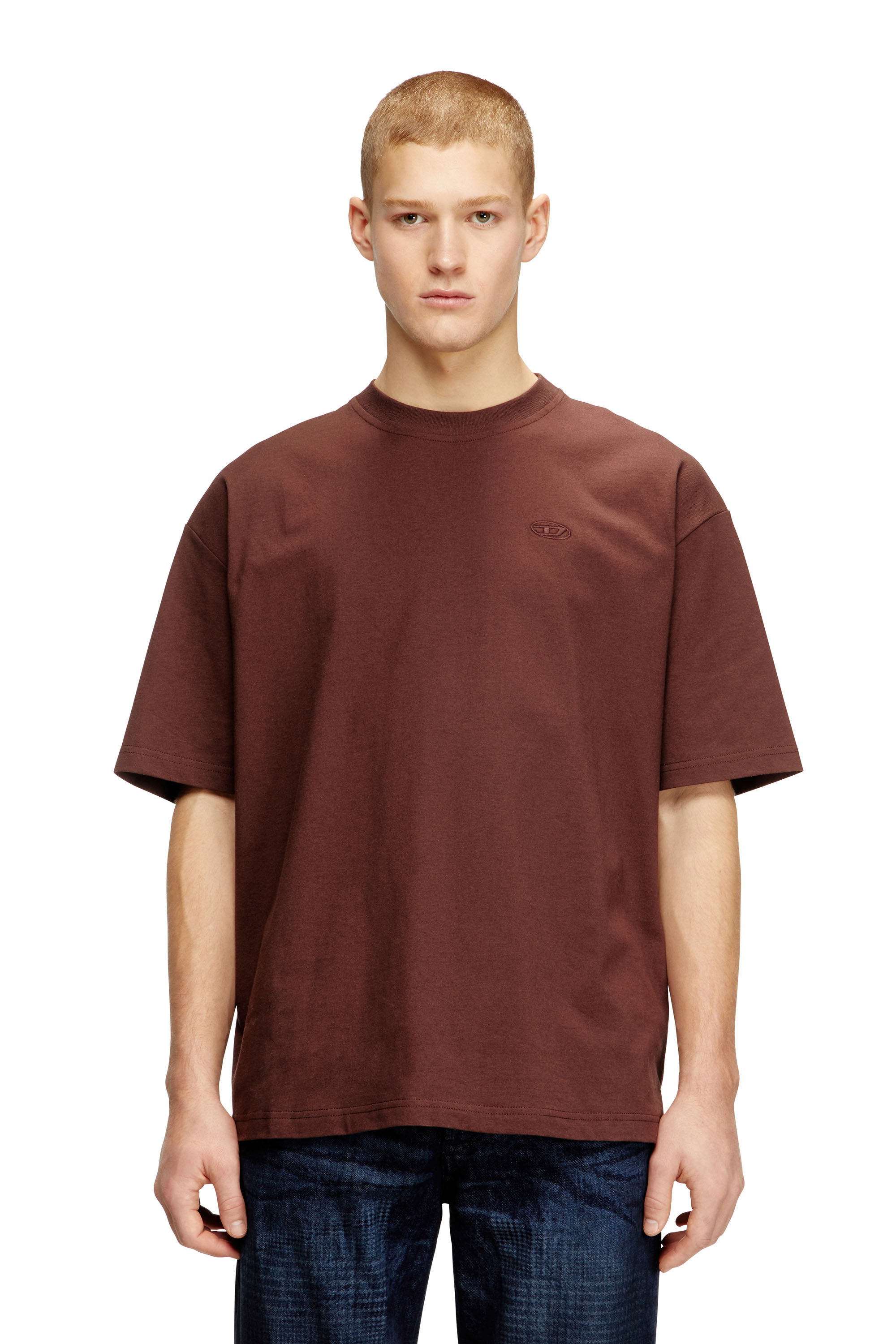 Diesel - T-BOGGY-MEGOVAL-D, Man's T-shirt with maxi oval D embroidery in Brown - 3