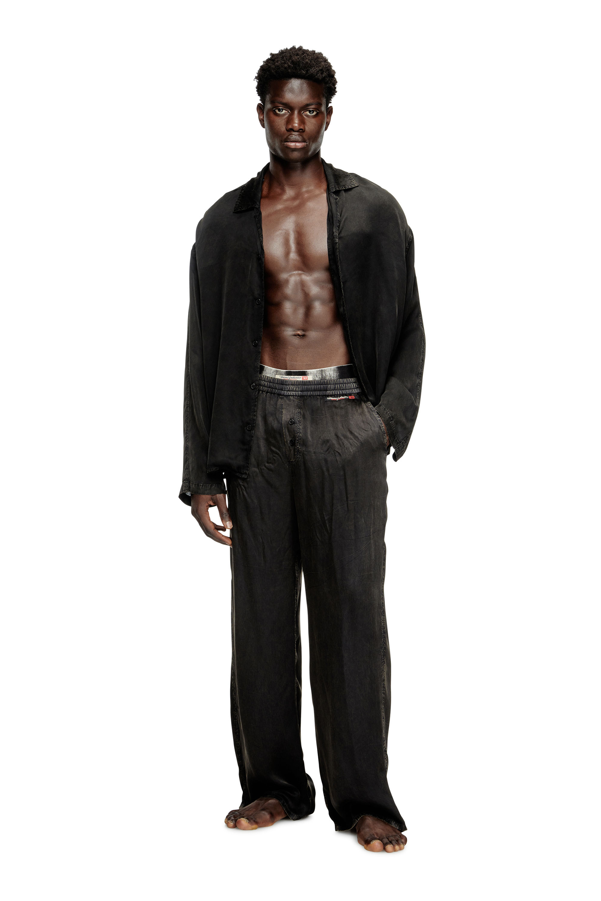 Diesel - SET-KEITH-DNM, Pyjama fluide avec effet denim Mixte in Noir - 1