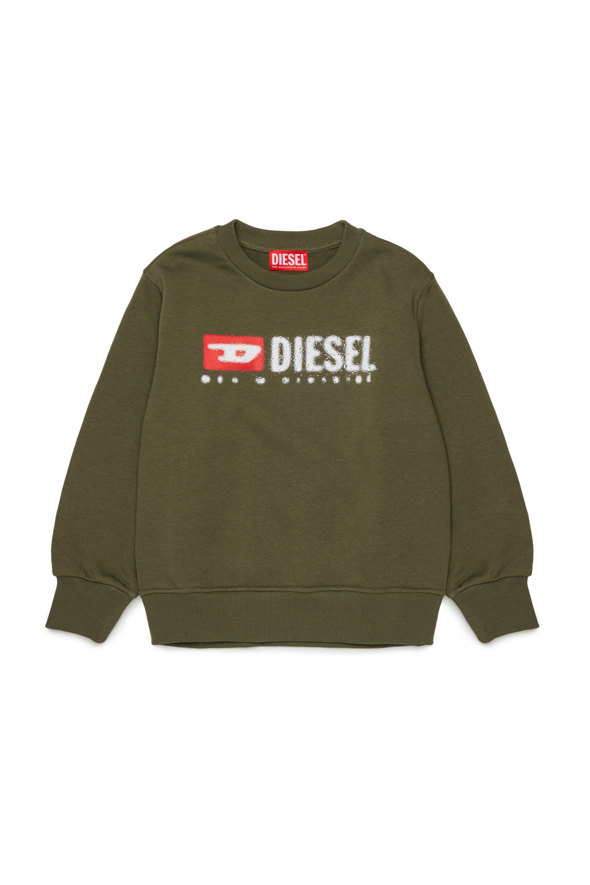 Diesel - SDROPS OVER, Sweat en coton avec logo Homme in Vert - 1