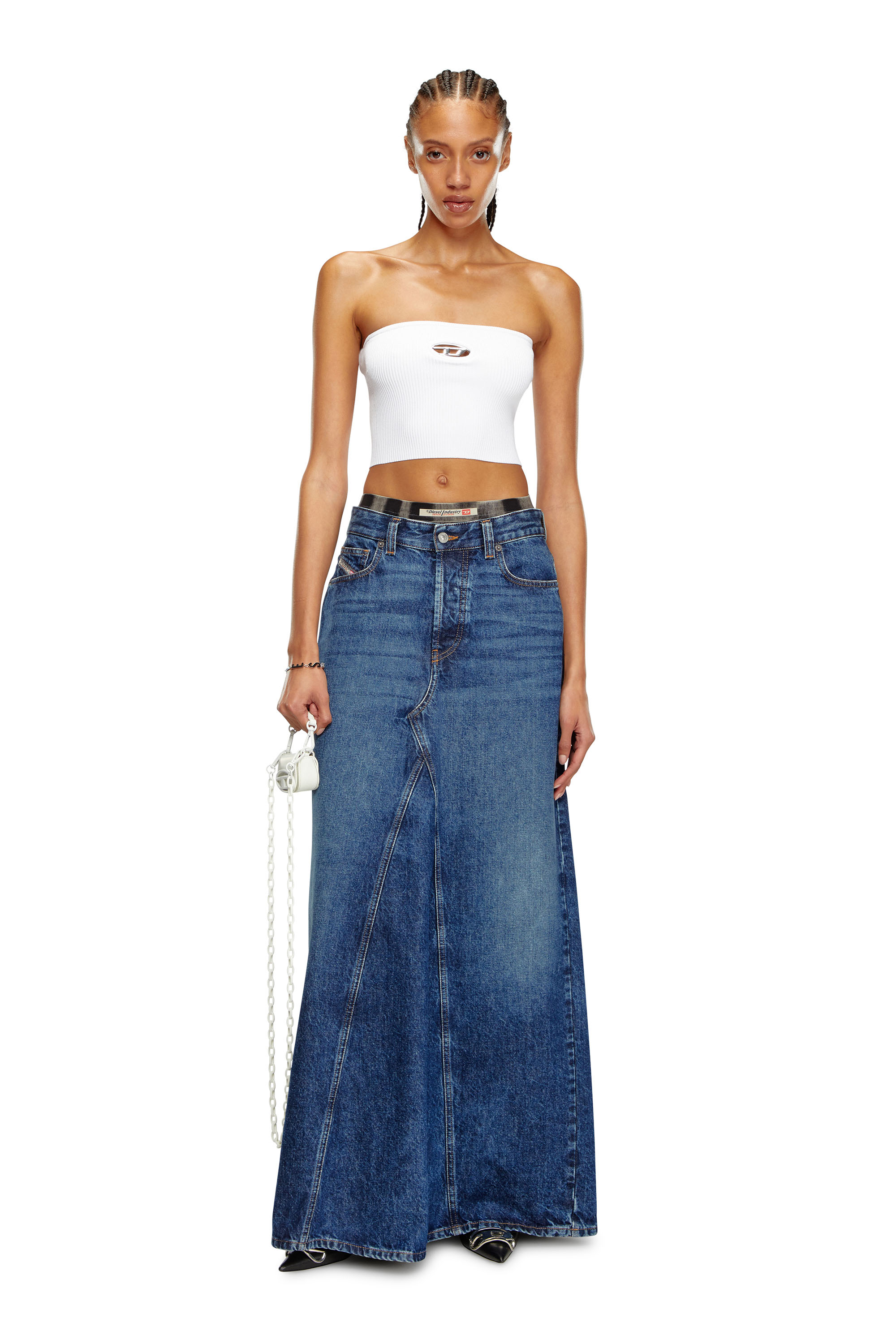 Diesel - M-CLARKSVILLEX, Top tube avec plaque à logo Femme in Blanc - 1