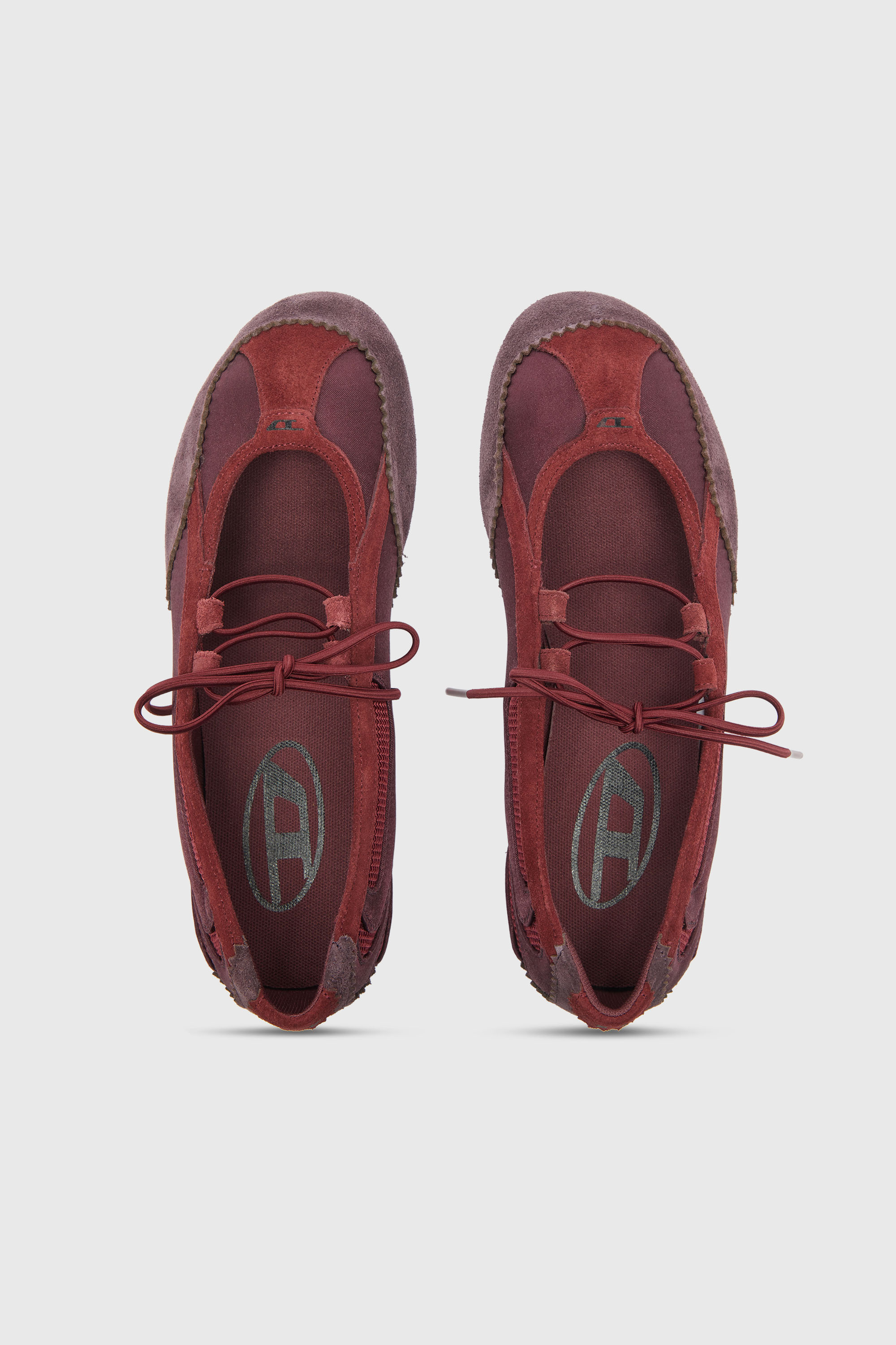Diesel - D-MILE BALLERINA LACE UP II W, D-Mile - Ballerines &agrave; lacets en cuir et mesh Femme in Rouge - 4