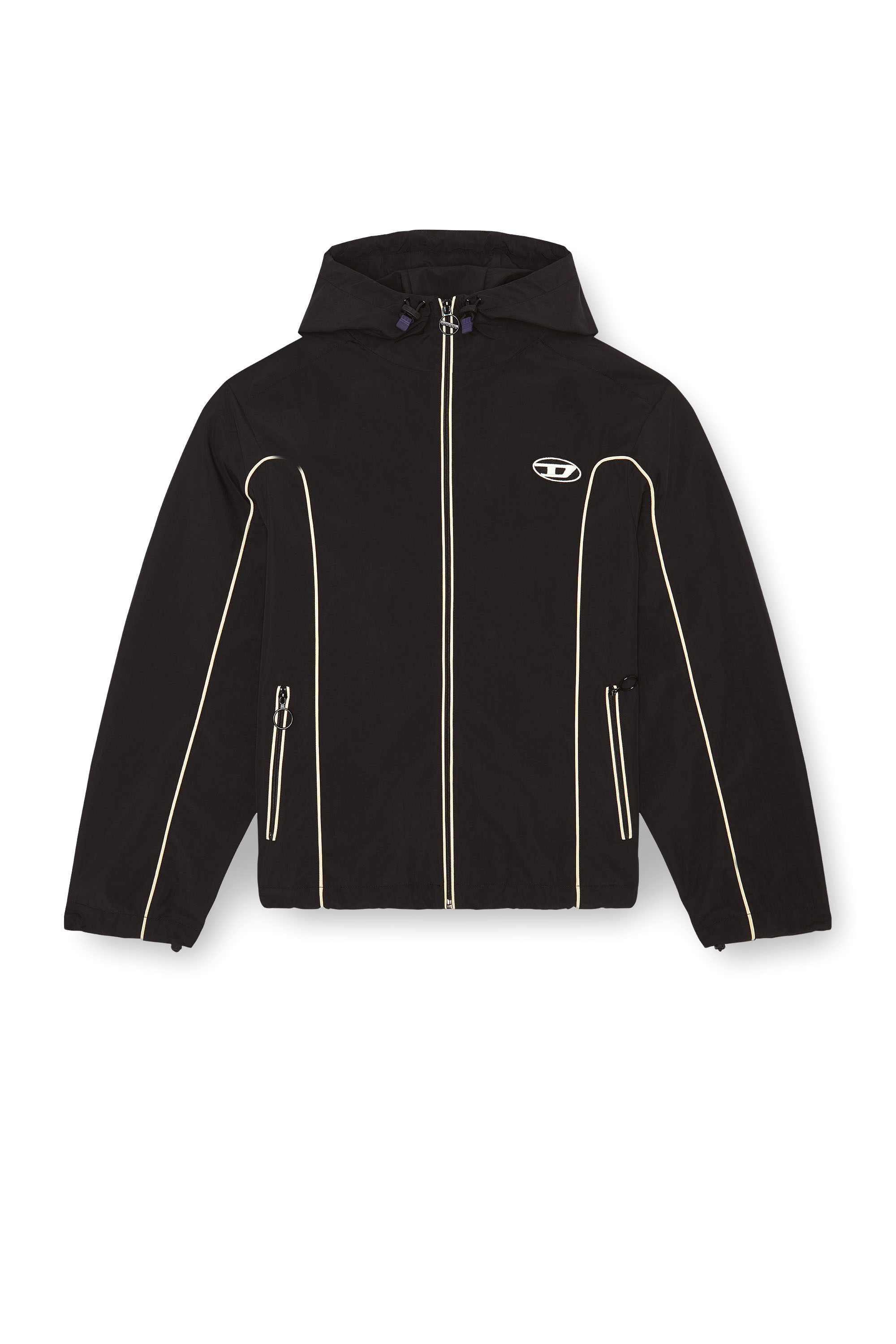 Diesel - J-HIVES, Coupe-vent avec passepoil contrasté Homme in Noir - 3