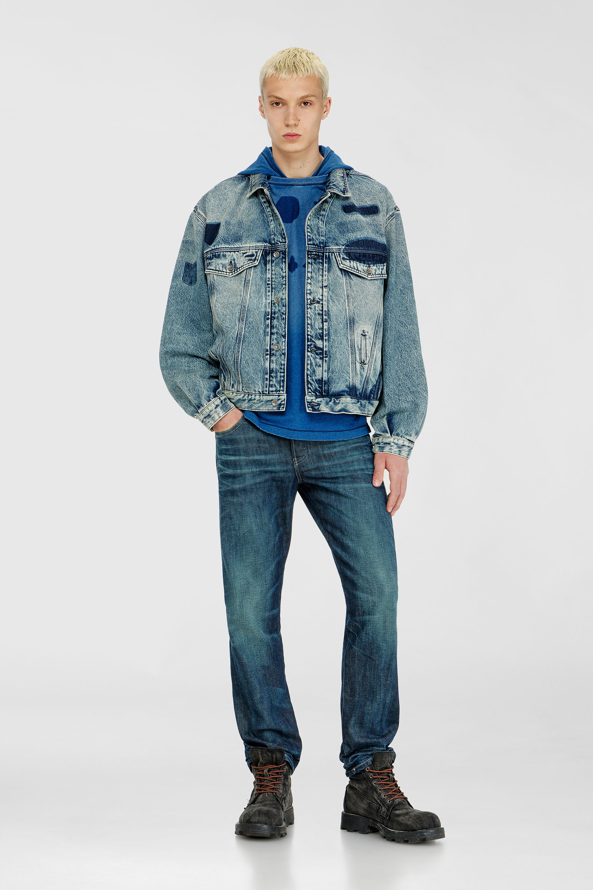 Diesel - D-DENVER-S2, Veste trucker avec effets patch Mixte in Bleu - 2