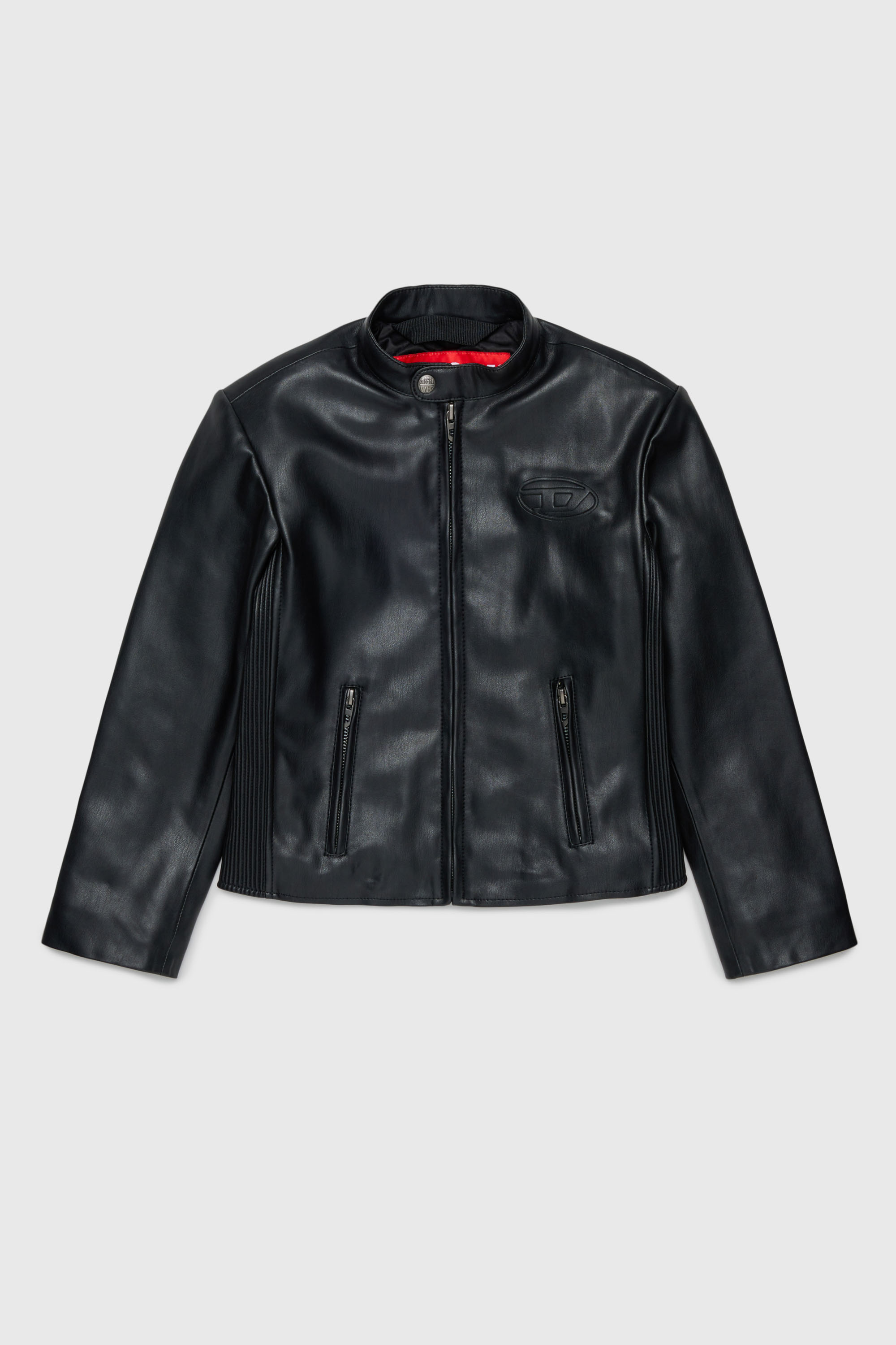 Biker jacket with embossed Oval D logo