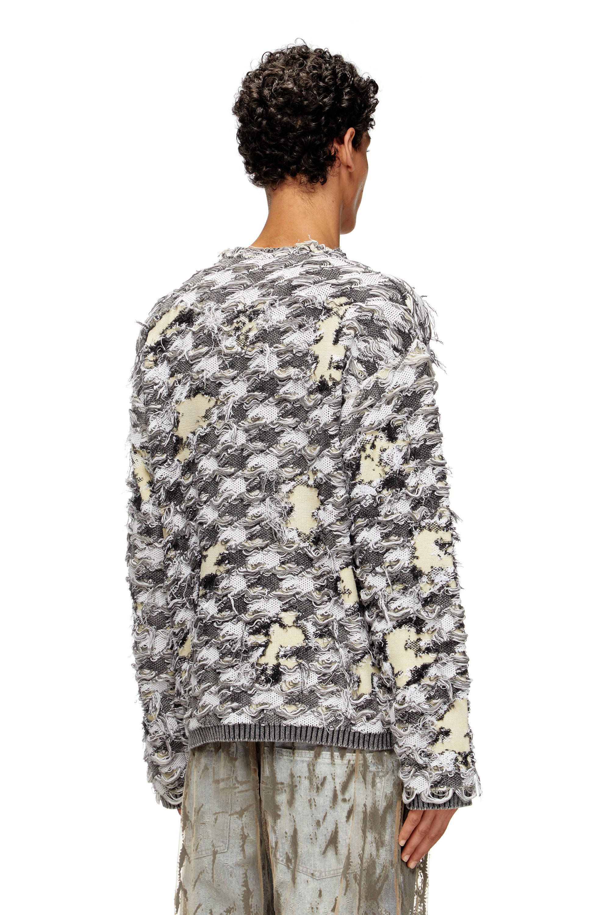 Diesel - K-VALBOR, Gilet en jacquard pied-de-poule dévoré Homme in Polychrome - 4