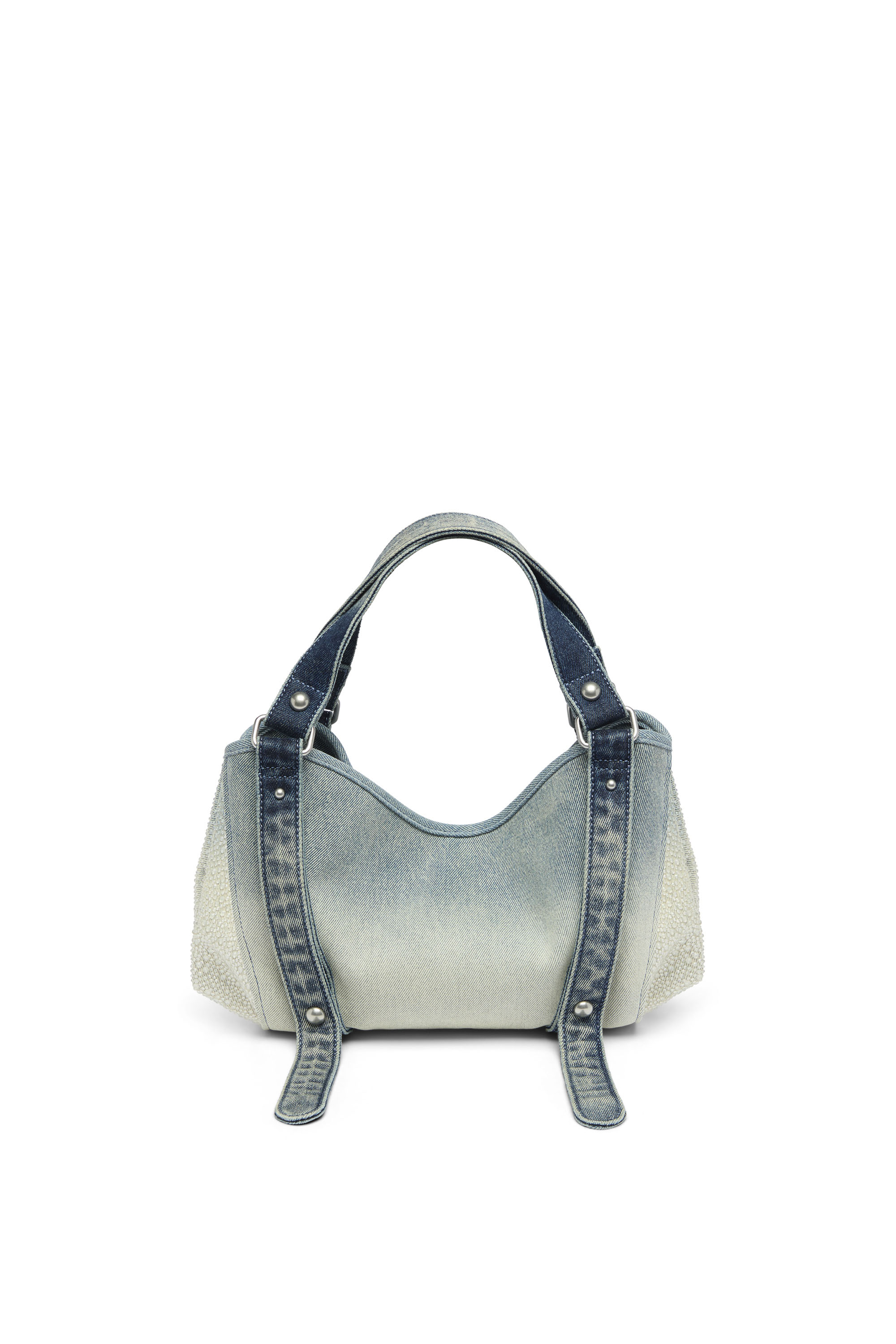 Diesel - D-ONE TOPHANDLE S, D-One-Sac small &agrave; poign&eacute;e sup&eacute;rieure en denim solaris&eacute; orn&eacute; de cristaux Femme in Bleu - 3