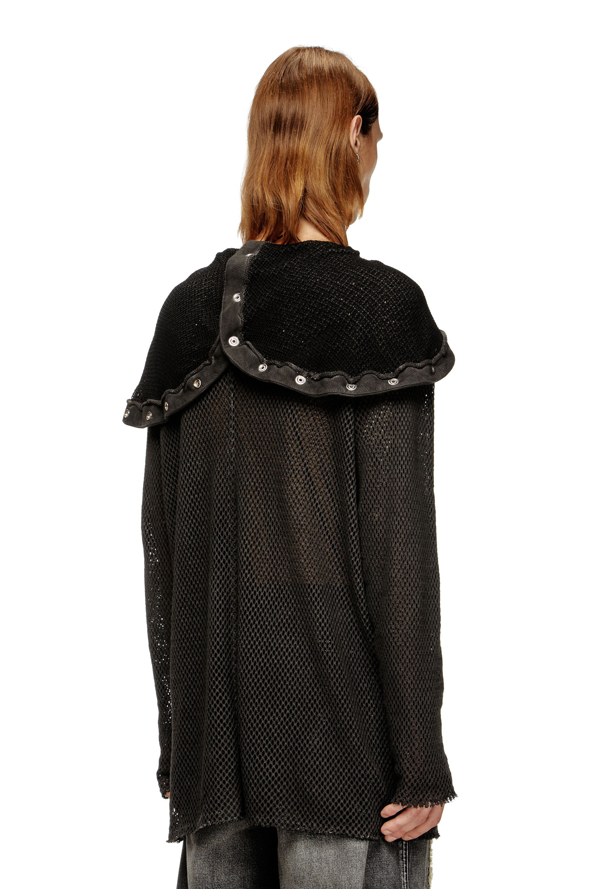 Diesel - S-THUG-FISHNET, Sweat à capuche en résille avec capuche à fermeture complète Mixte in Noir - 4