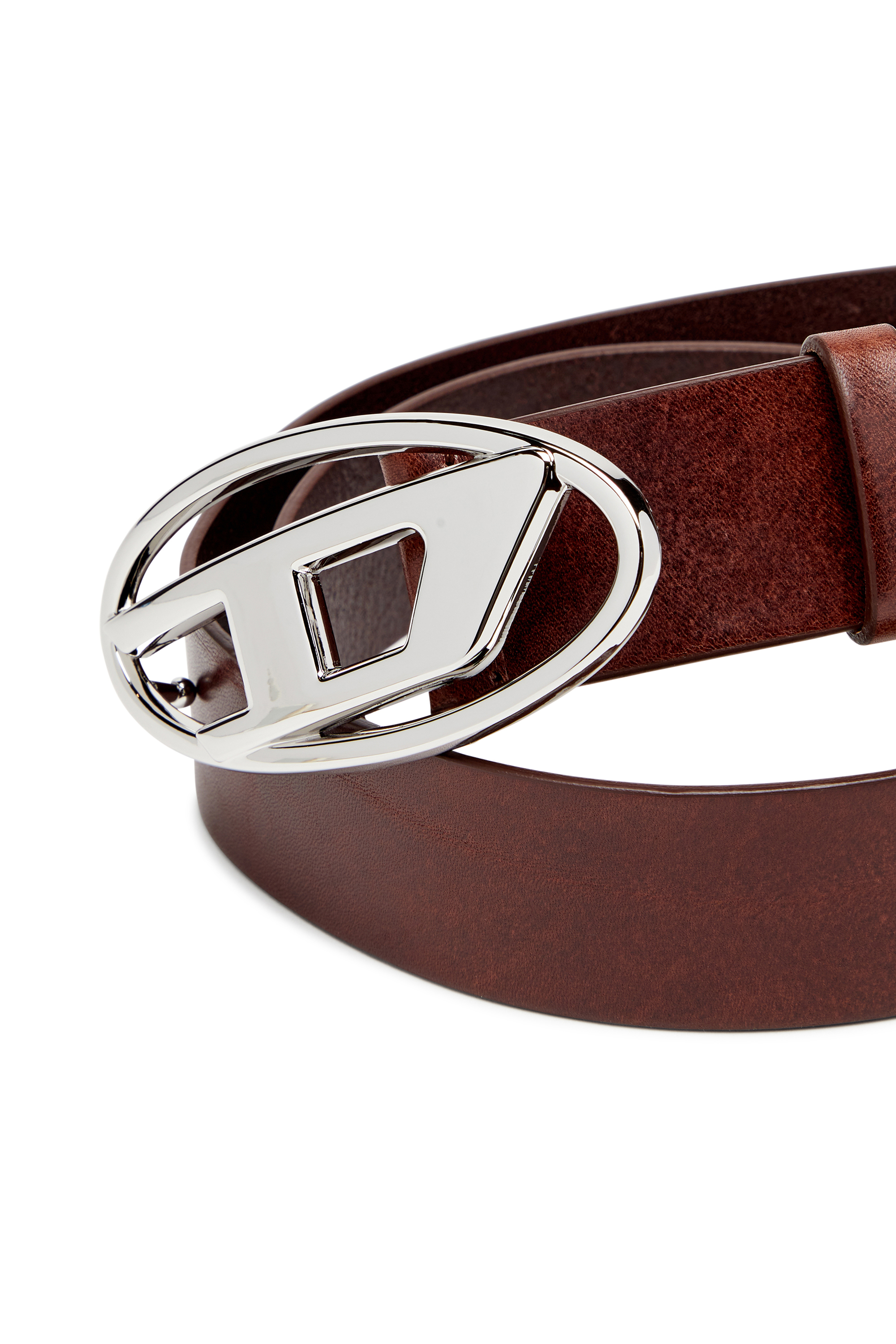 Diesel - B-1DR W, Woman's Belt with D logo buckle in Dark Brown - 3