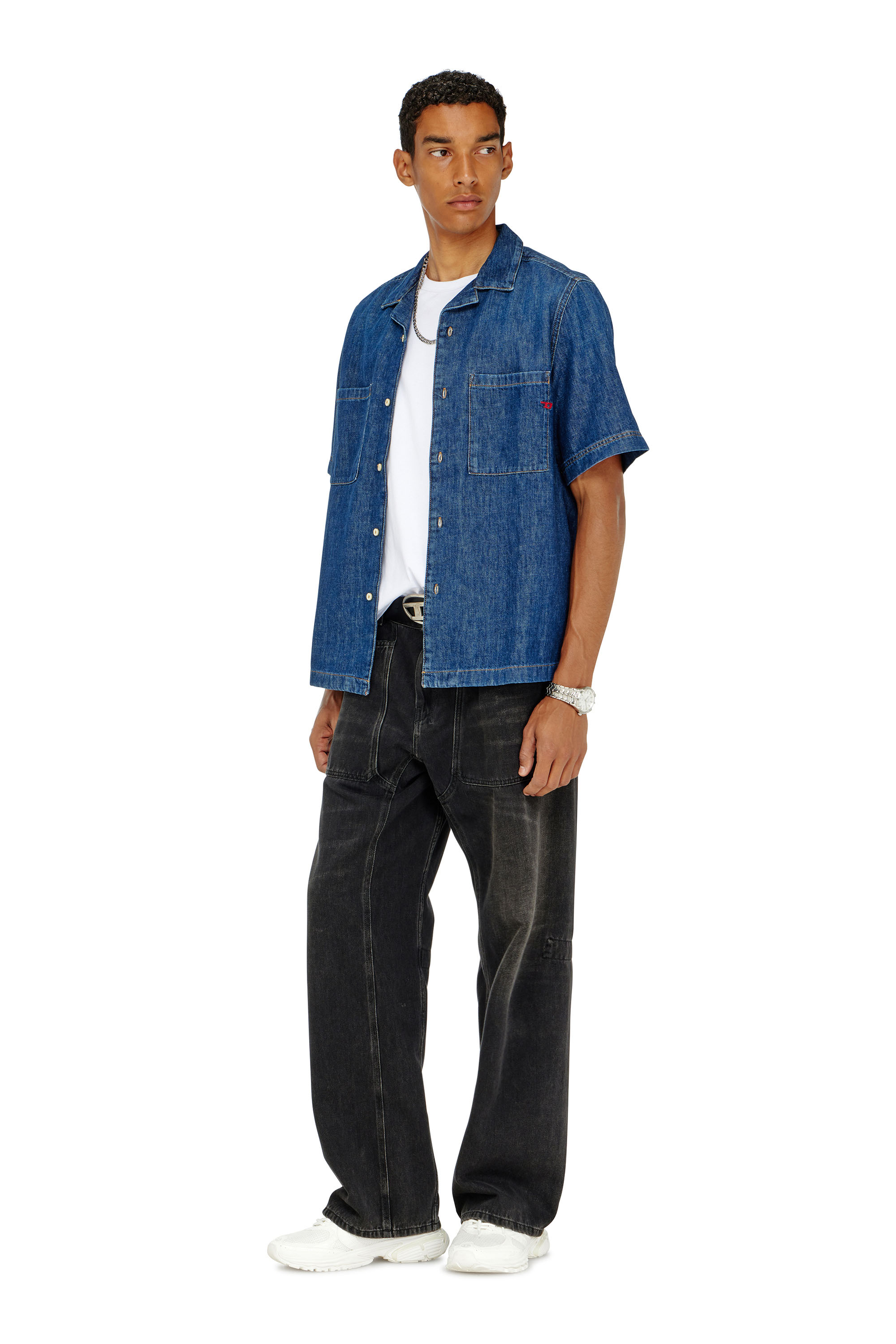 Diesel - D-PAROSHORT, Chemise bowling en denim Homme in Bleu - 2