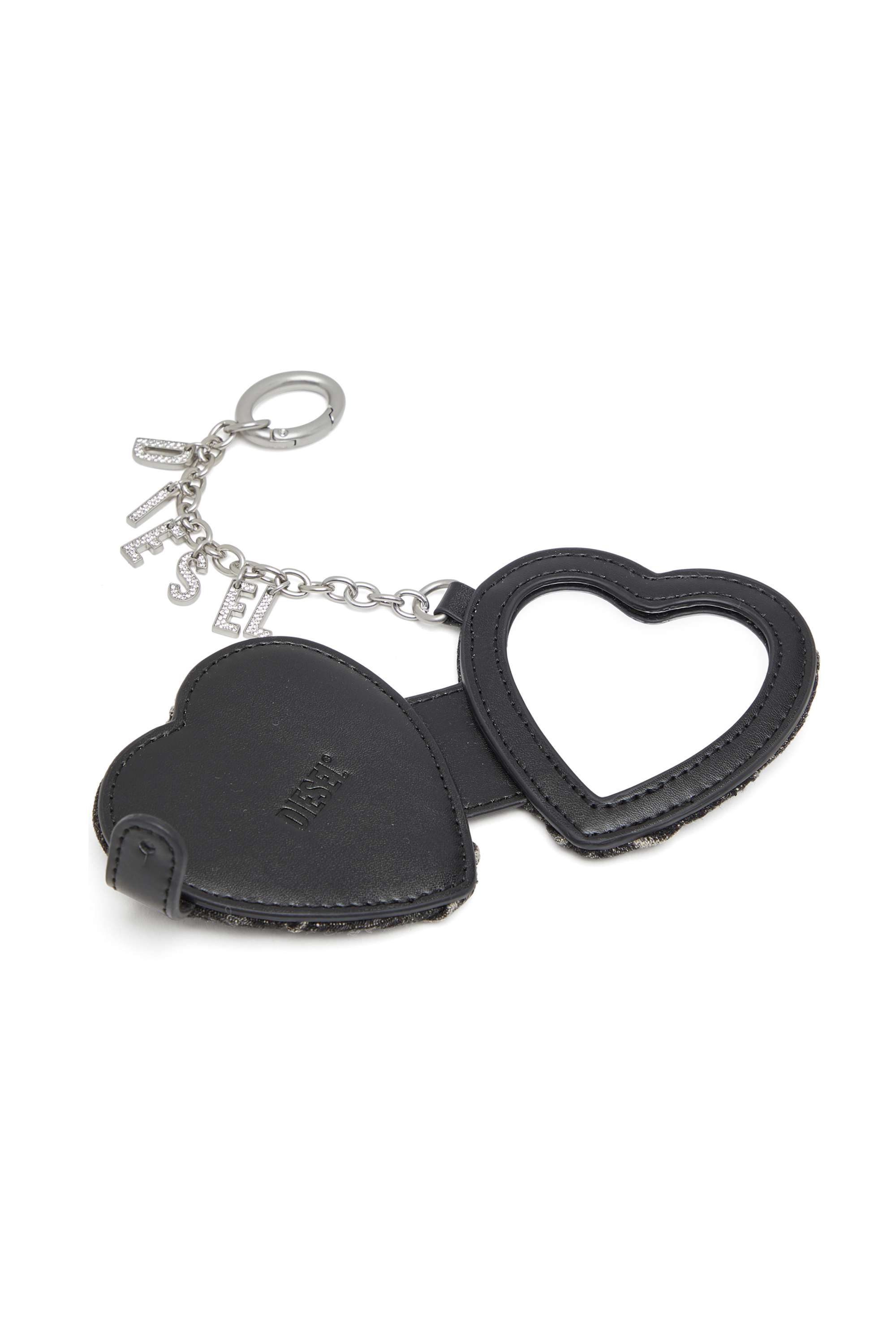 Diesel - CHARM-D MIRROR, Breloque miroir en denim matelassé motif argyle Femme in Noir - 3
