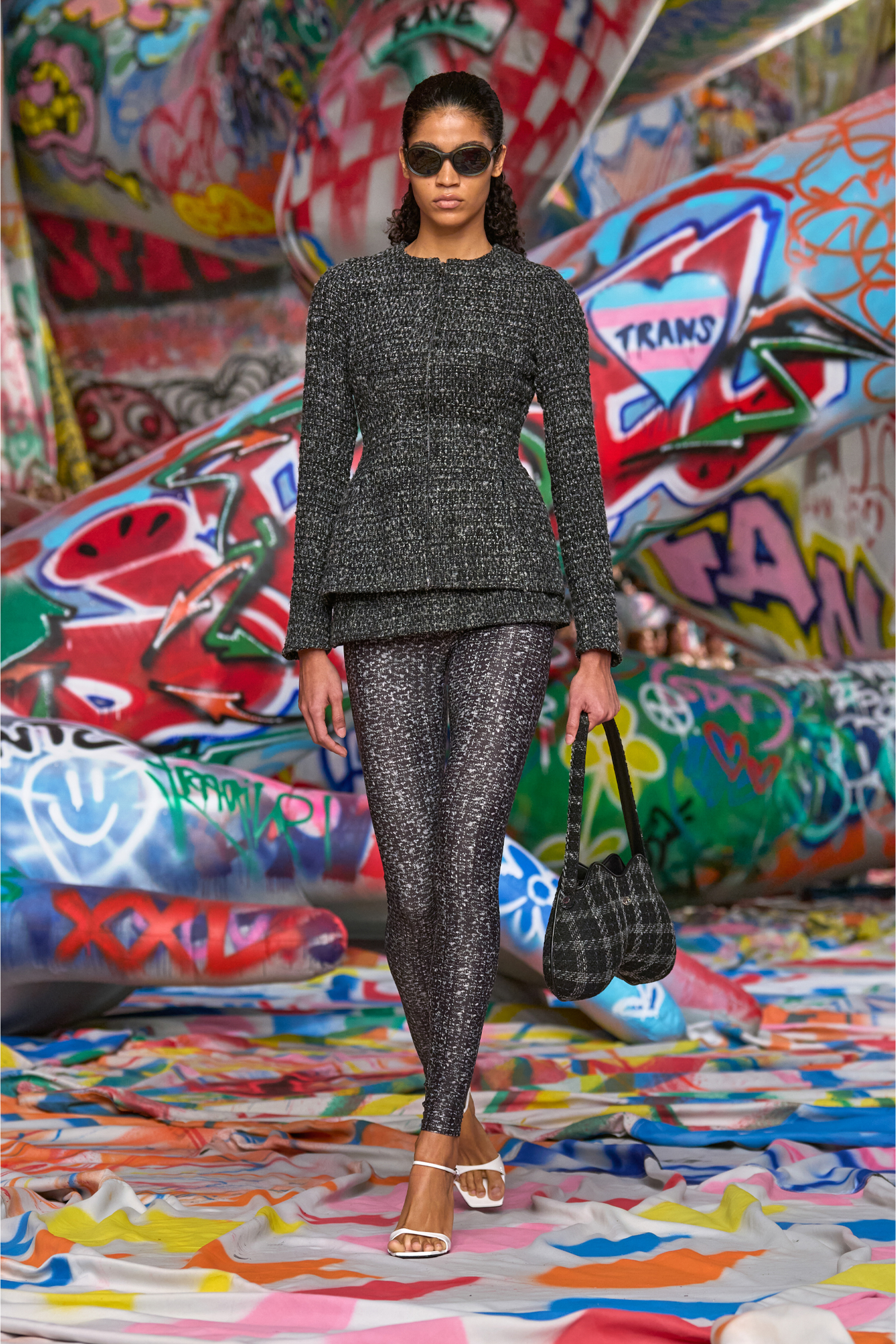 Diesel - P-HOUR, Woman's Bouclé skirt with leggings in Black - 3