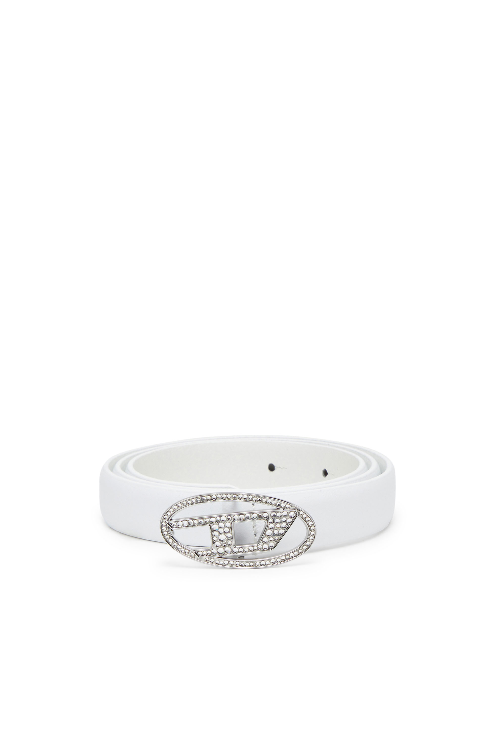 Diesel - B-1DR STRASS 20, Ceinture 1.9 cm slim en cuir avec boucle en cristal Femme in Blanc - 1