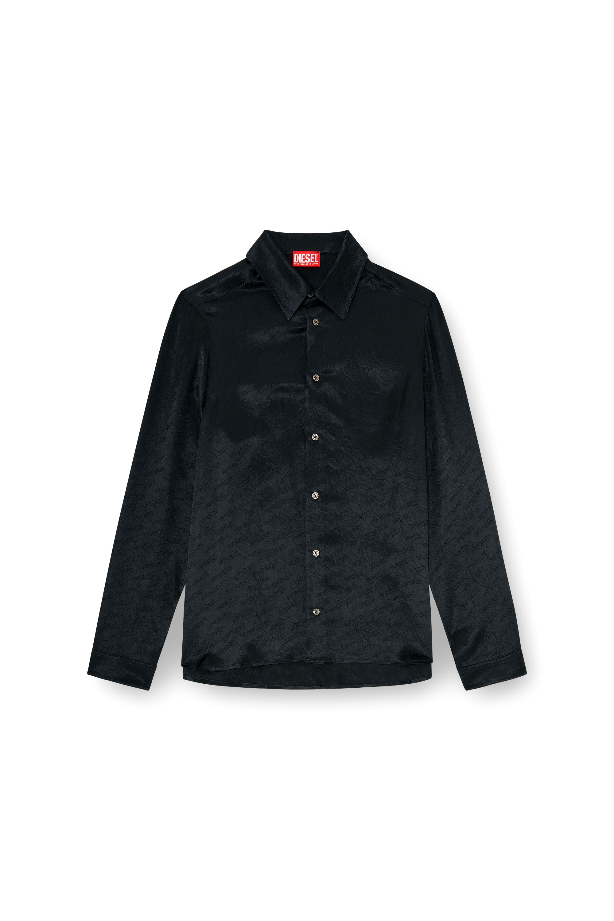 Diesel - S-KINNY-EFBZ, Chemise en satin froiss&eacute; jacquard logo Homme in ToBeDefined - 3