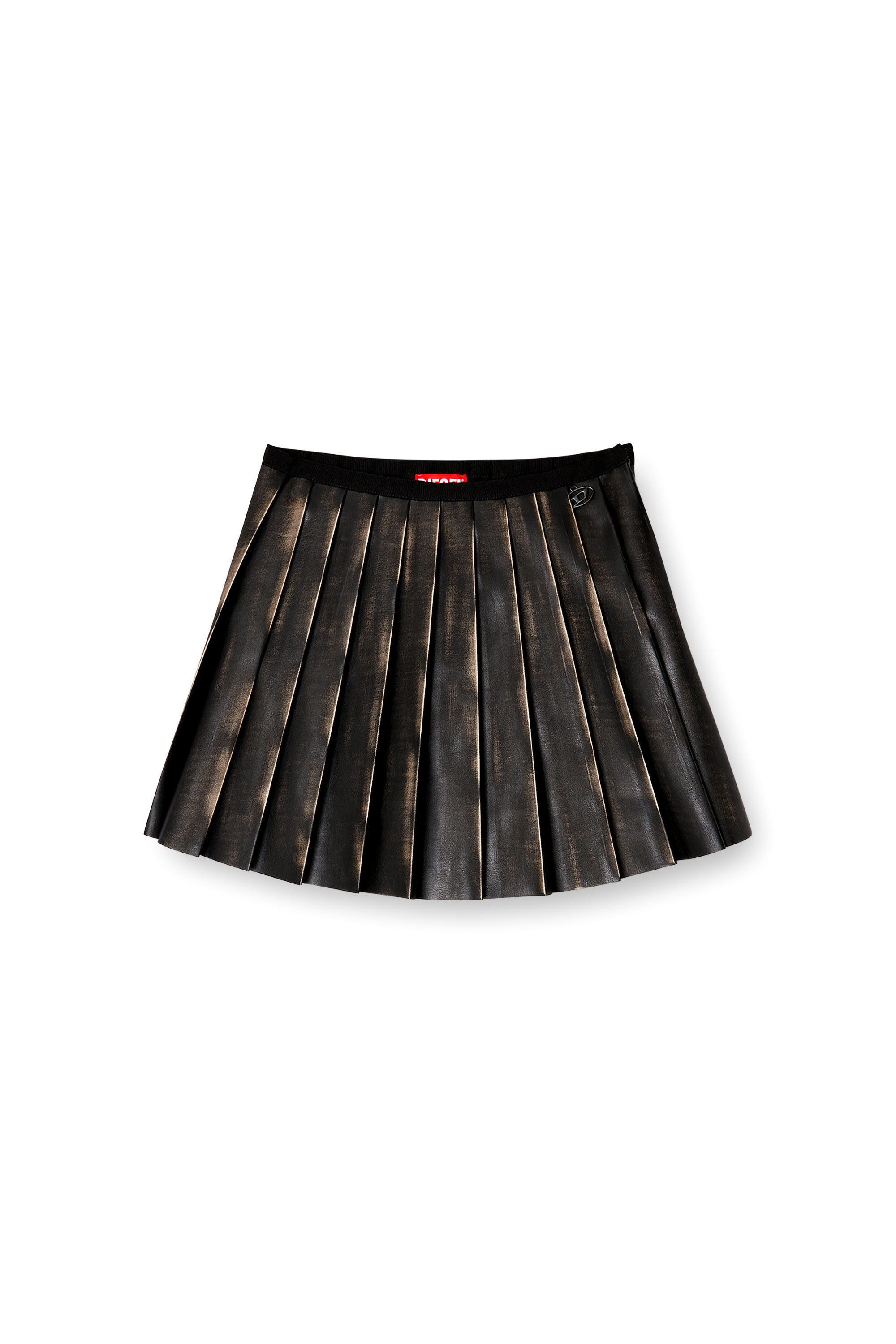 Diesel - O-SAKA-MINI, Minijupe pliss&eacute;e avec effet us&eacute; Femme in Marron - 4