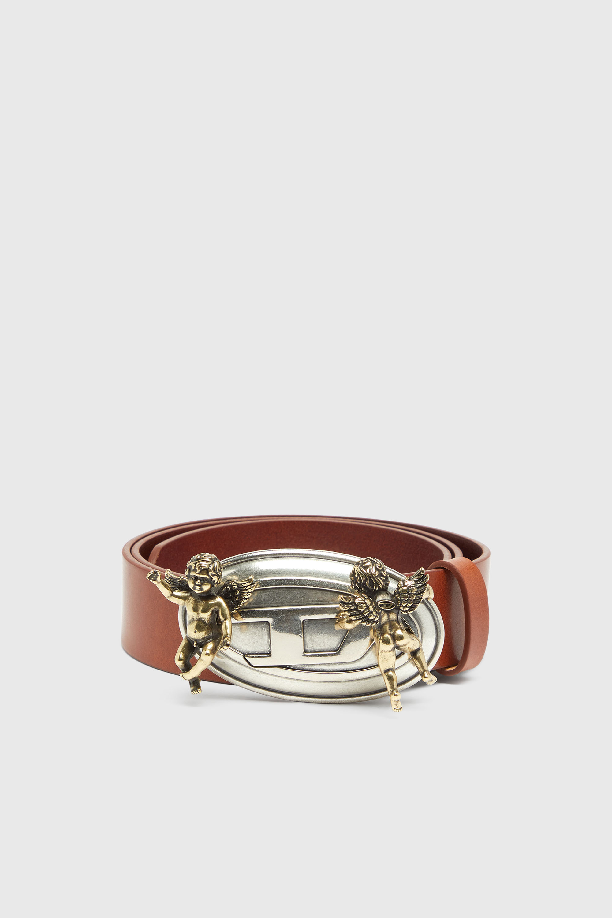 Diesel - B-OVAL ANGELS 35, Ceinture 3,5 cm en cuir avec boucle Oval D ch&eacute;rubin Femme in Marron - 1
