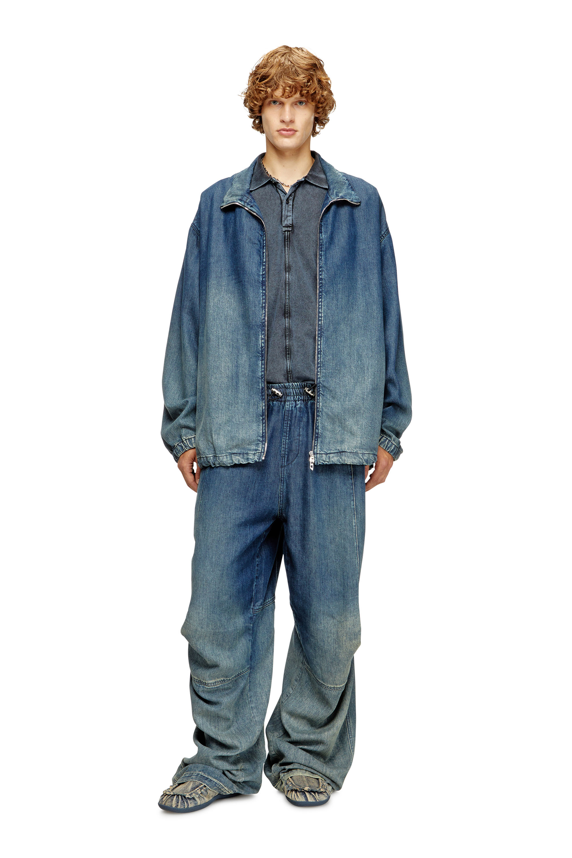 Diesel - D-KRAP-S6, Veste zippée en denim fluide Homme in Bleu - 2