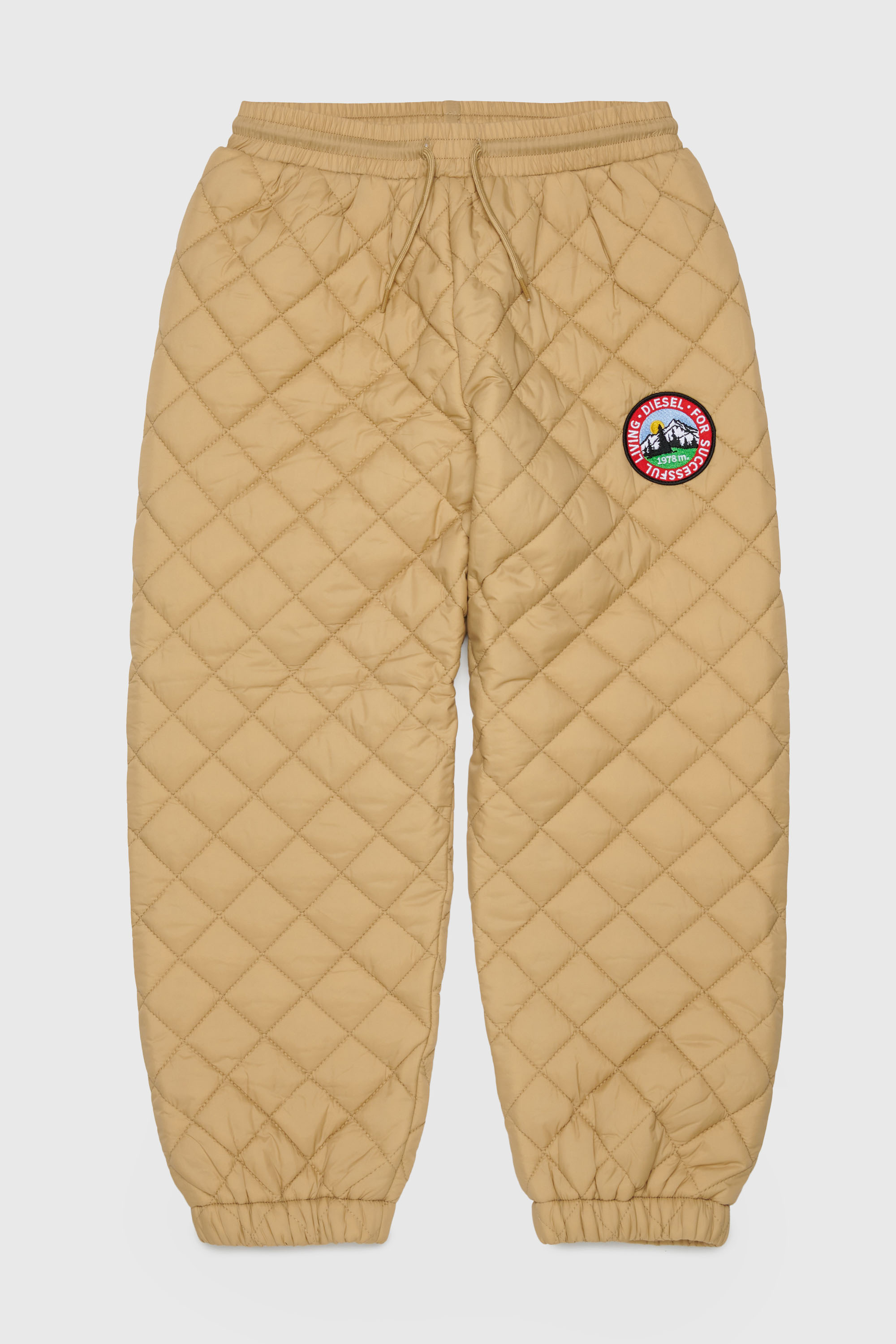 Quilted-nylon sweatpants with cotton lining