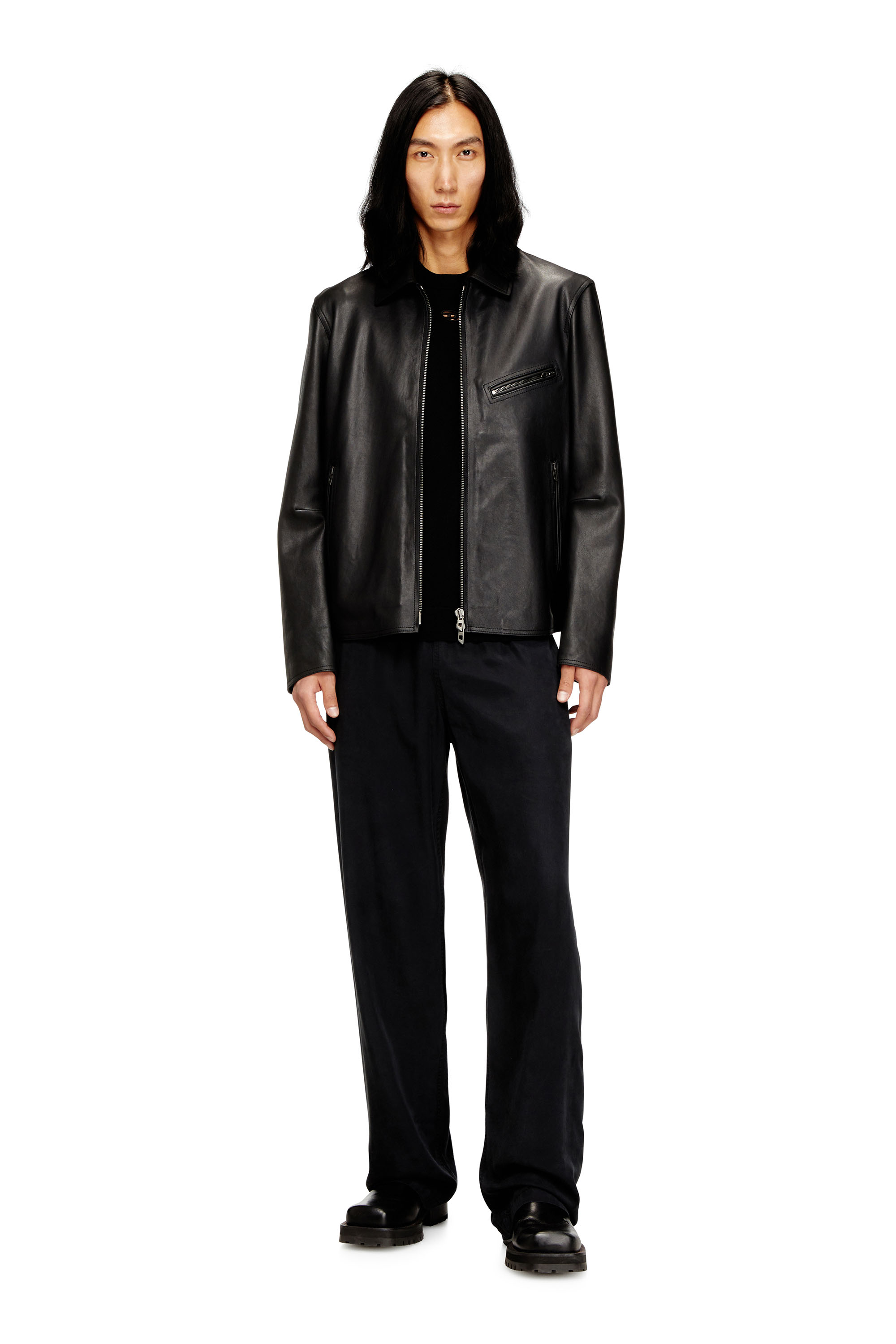 Diesel - K-VALIAM, Pull en laine avec logo cut-out Homme in Noir - 1