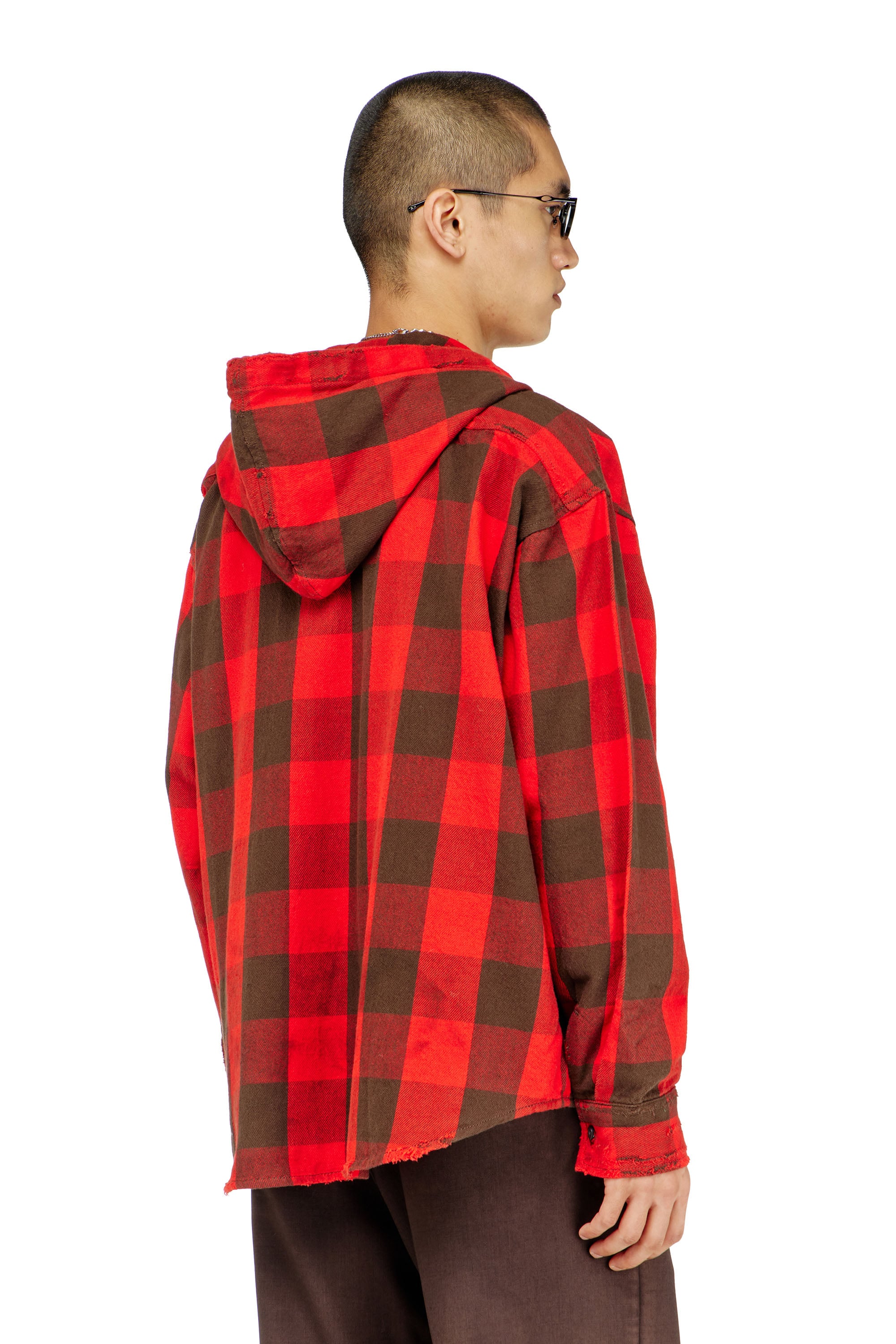 Diesel - S-DRUM-HOODY, Chemise &agrave; capuche effet us&eacute; en flanelle &agrave; carreaux Homme in ToBeDefined - 4