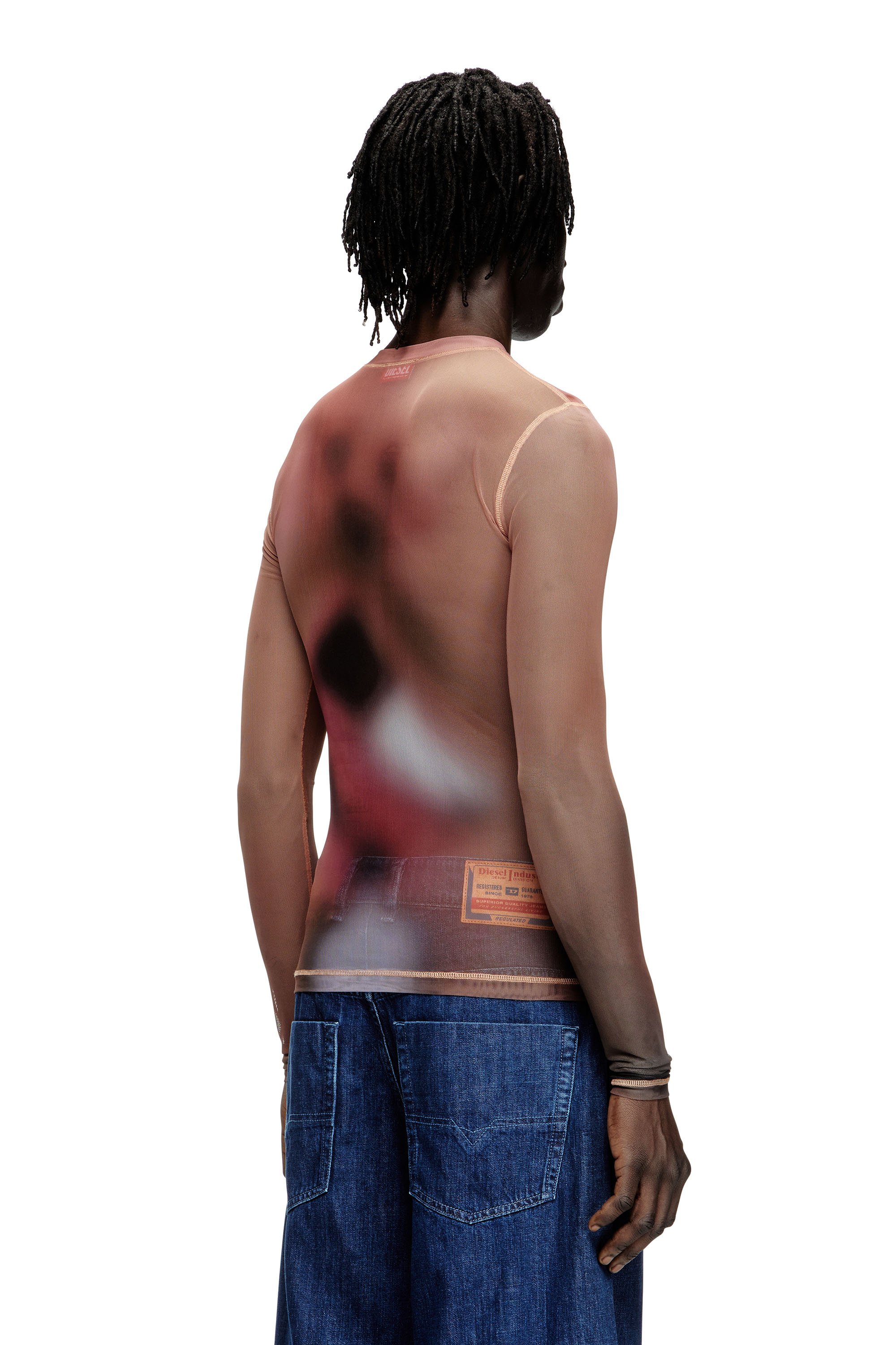 Diesel - PR-T-SIELAR-TOM25-1, Haut à manches longues en maille technique imprimée Mixte in Rose - 4