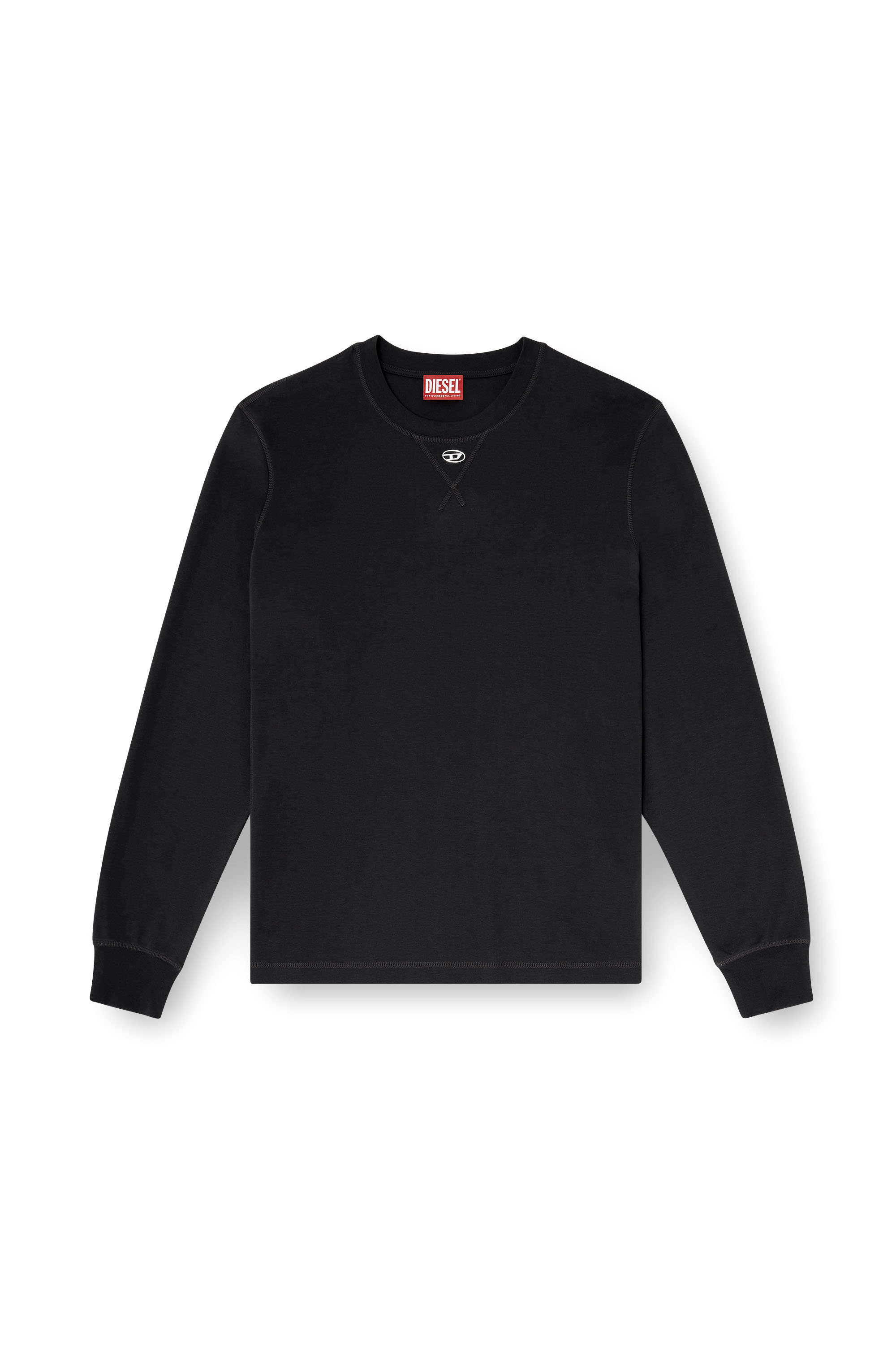 Diesel - T-MADJUST-LS-TR, Man's Cotton long-sleeve T-shirt with Oval D in Dark grey - 3