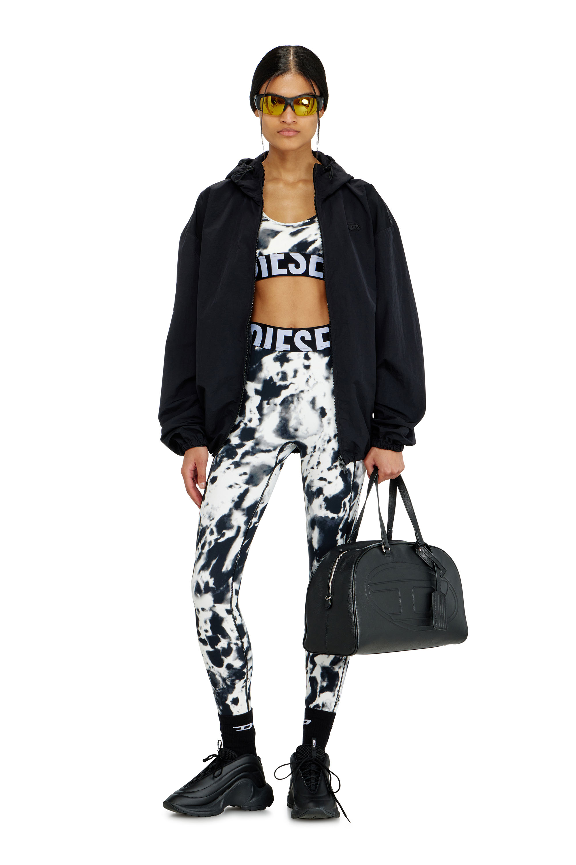 Diesel - ALLISON-D-POP, Woman's Sports bra in printed microfibre in White/Black - 4